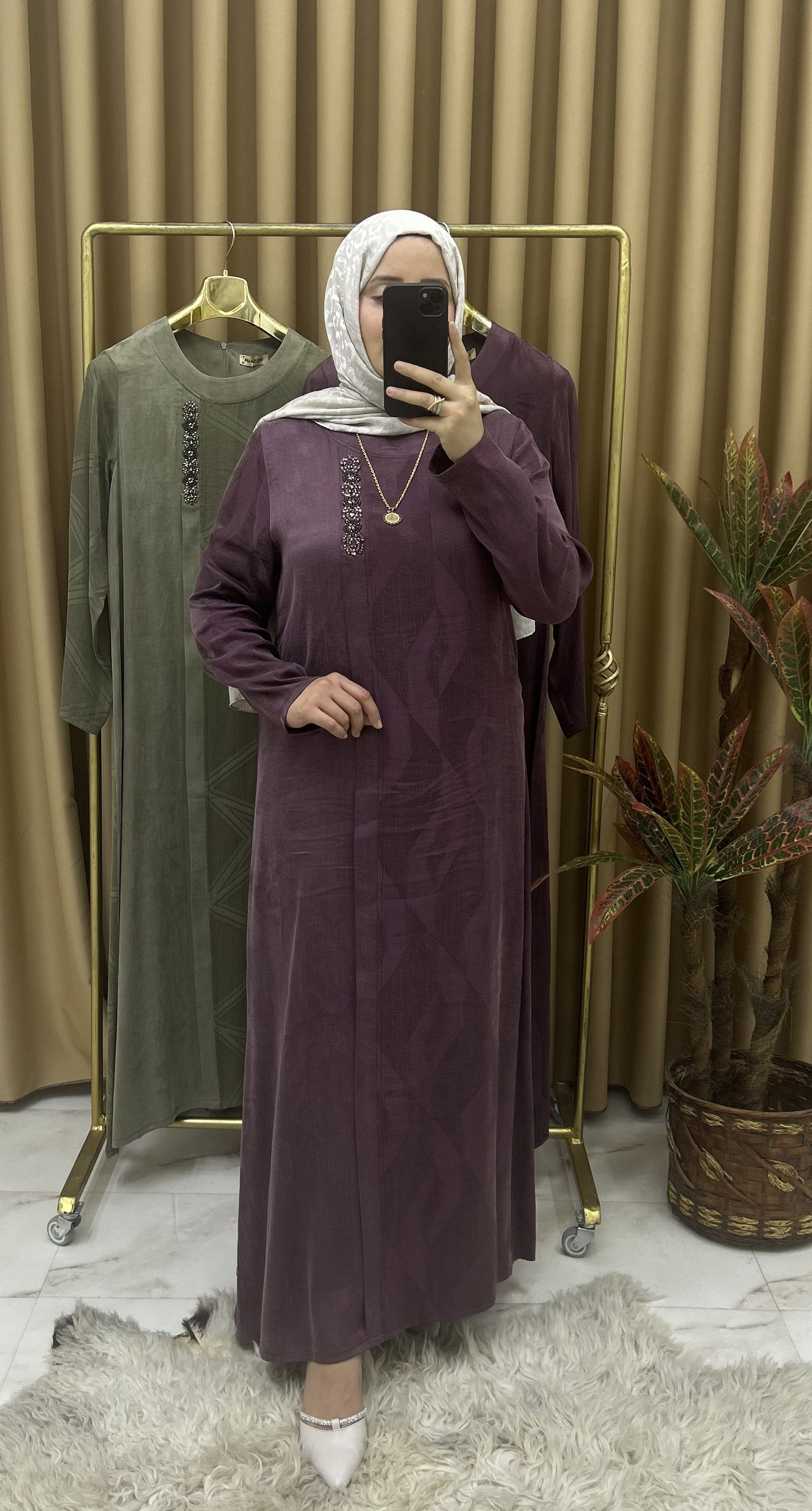 İpek Kupra Fatma Elbise Mor 26125