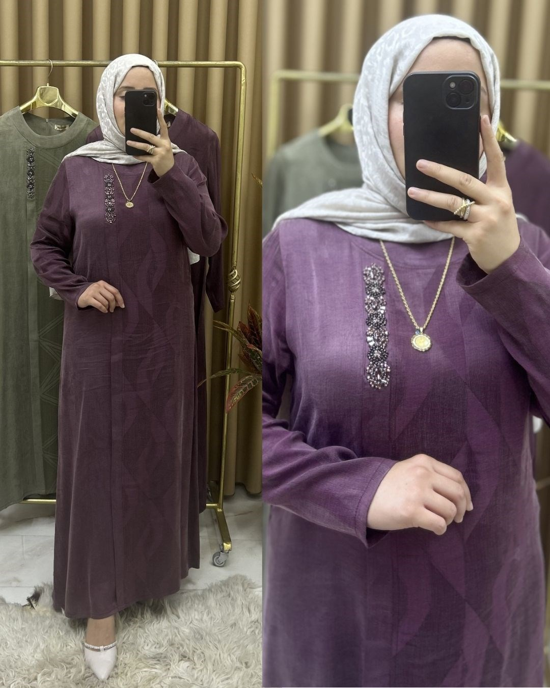 İpek Kupra Fatma Elbise Mor 26125