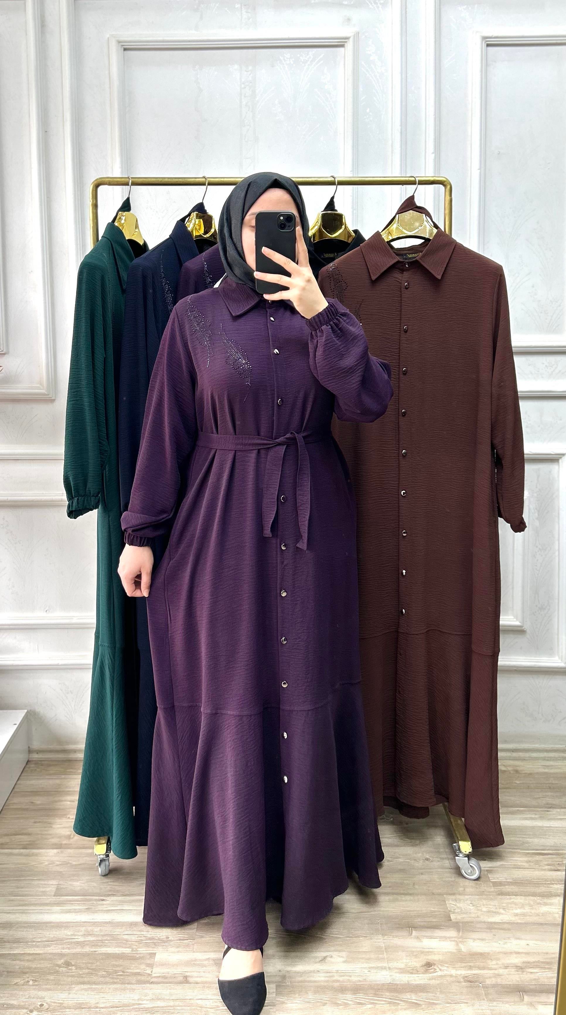 Mehlika elbise mor 26108