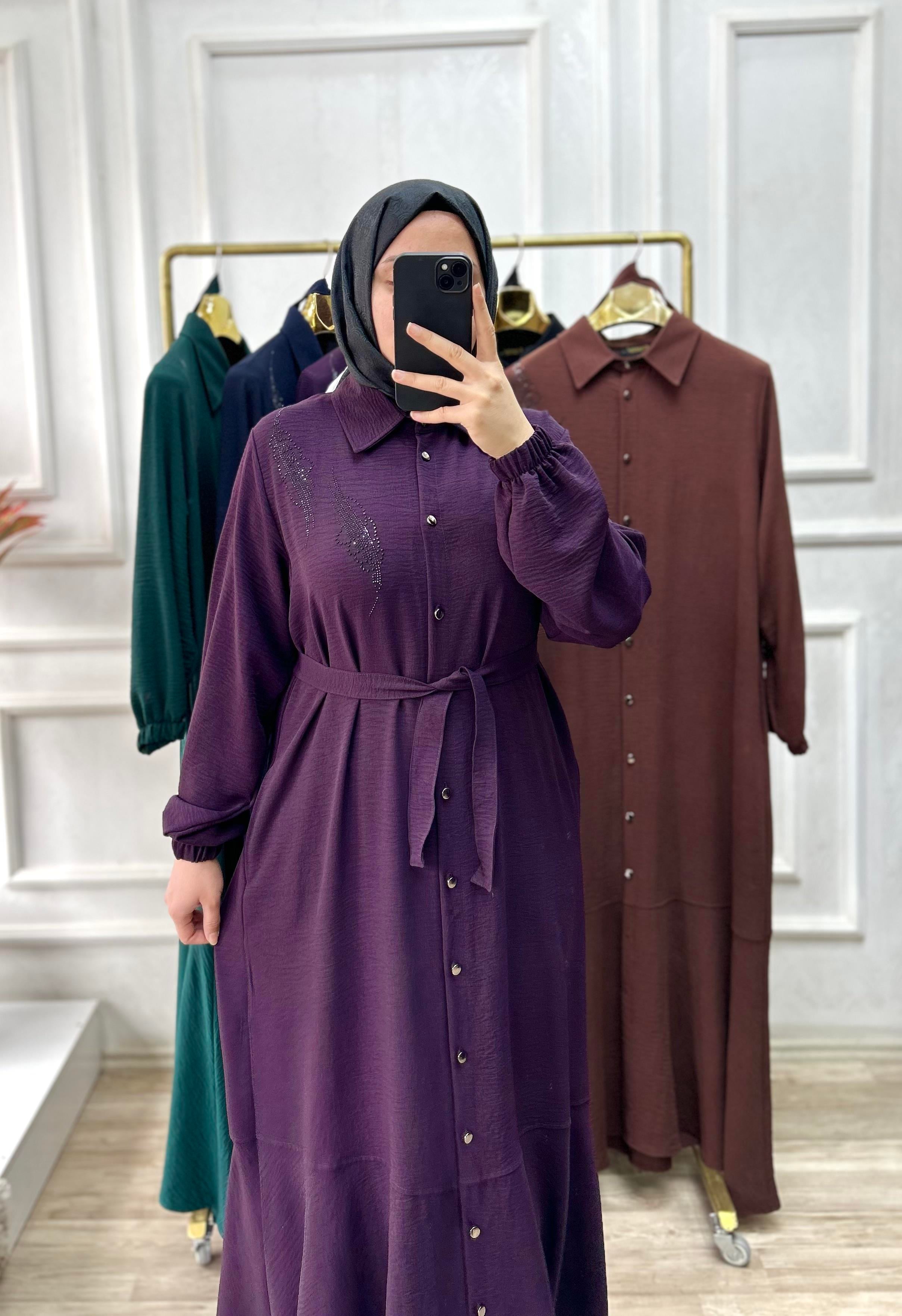 Mehlika elbise mor 26108