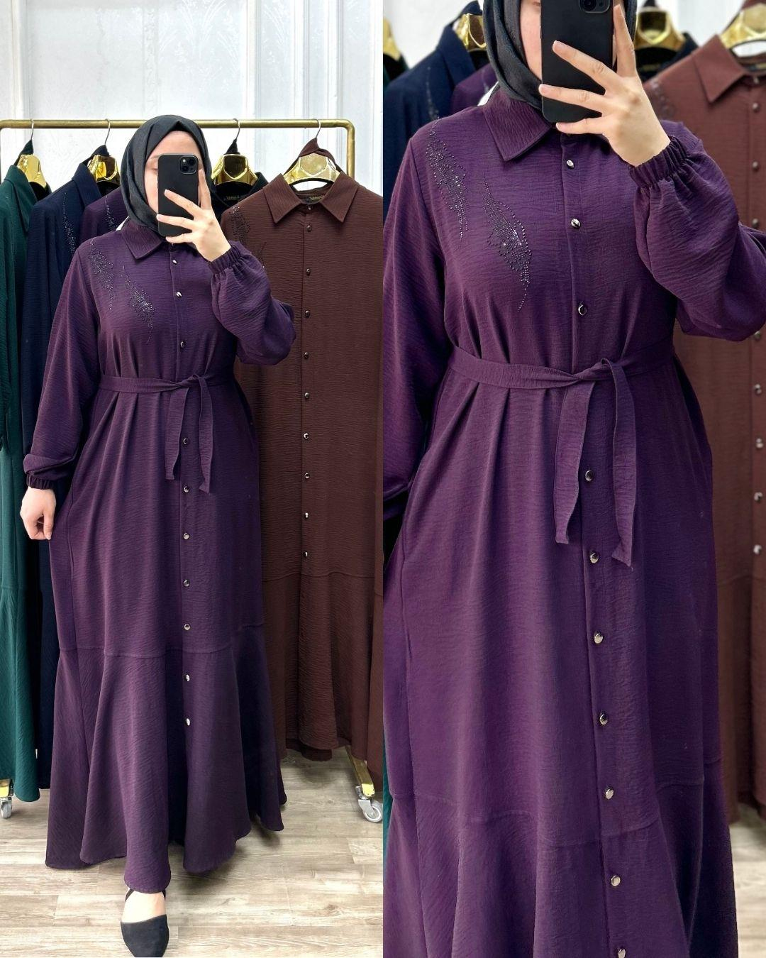 Mehlika elbise mor 26108