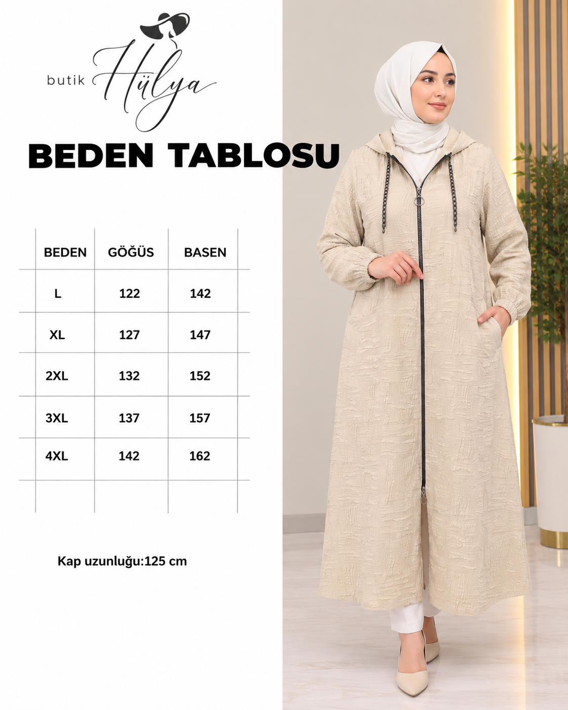 Mercan Zincir Detaylı Giy-Çık Kap Krem 30105