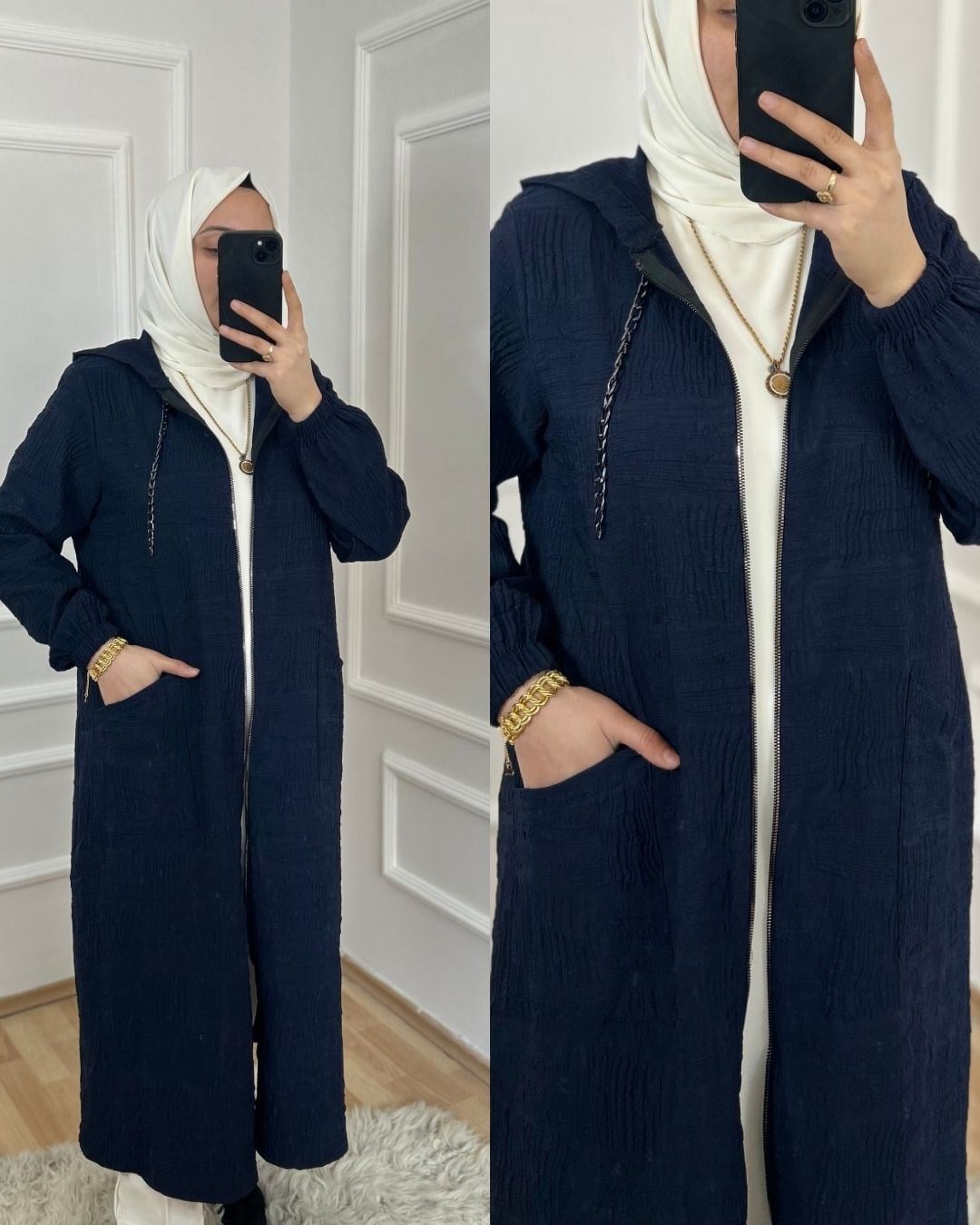 Mercan Zincir Detaylı Giy-Çık Kap Lacivert 30105
