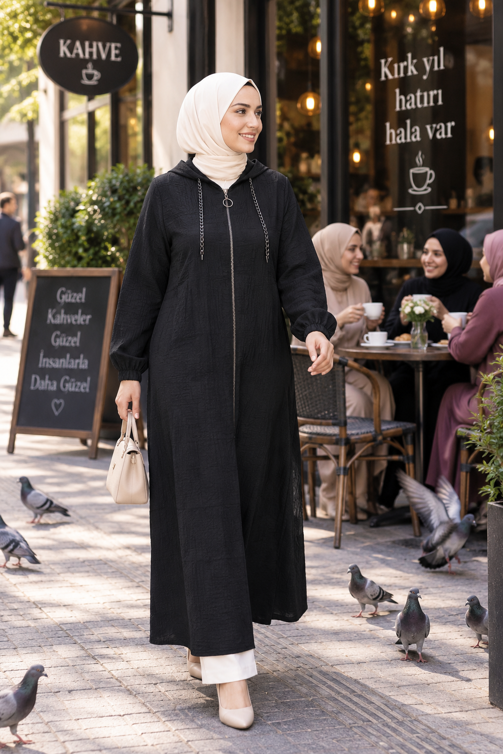 Mercan Zincir Detaylı Giy-Çık Kap Siyah 30105