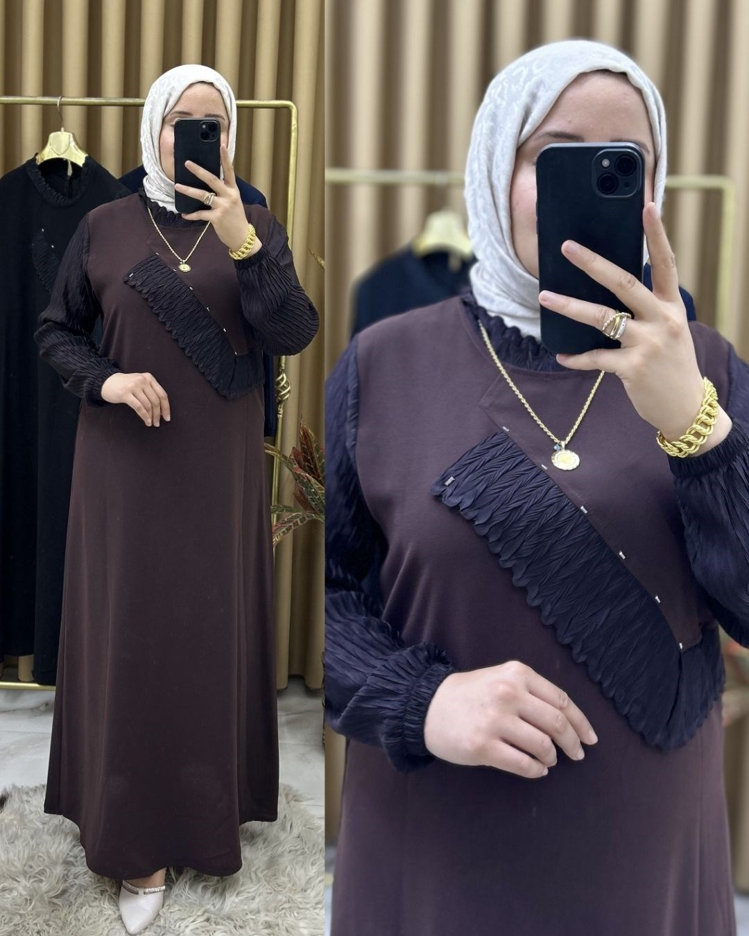 Meryem Özel Tasarım Elbise Kahverengi 26127