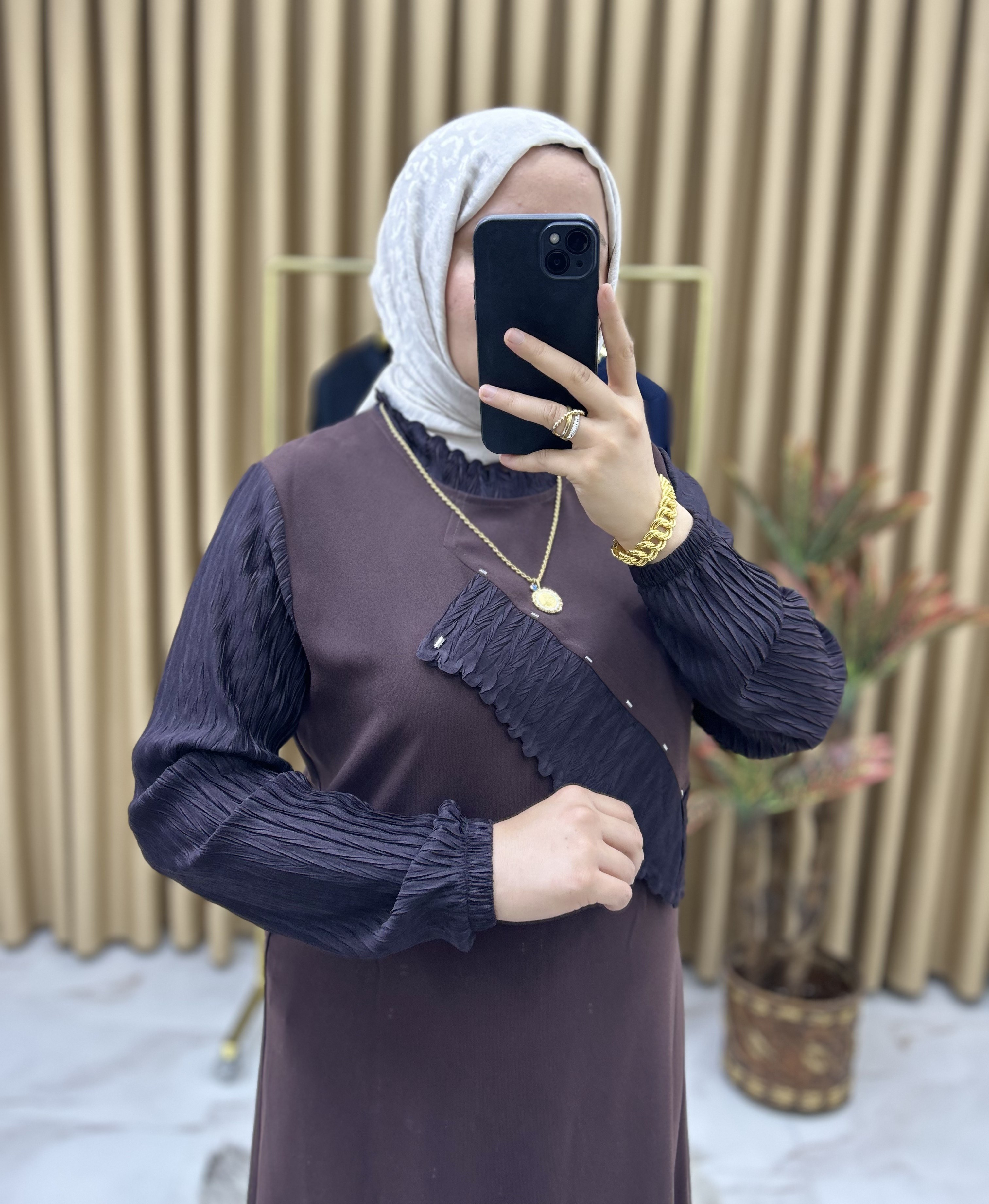Meryem Özel Tasarım Elbise Kahverengi 26127