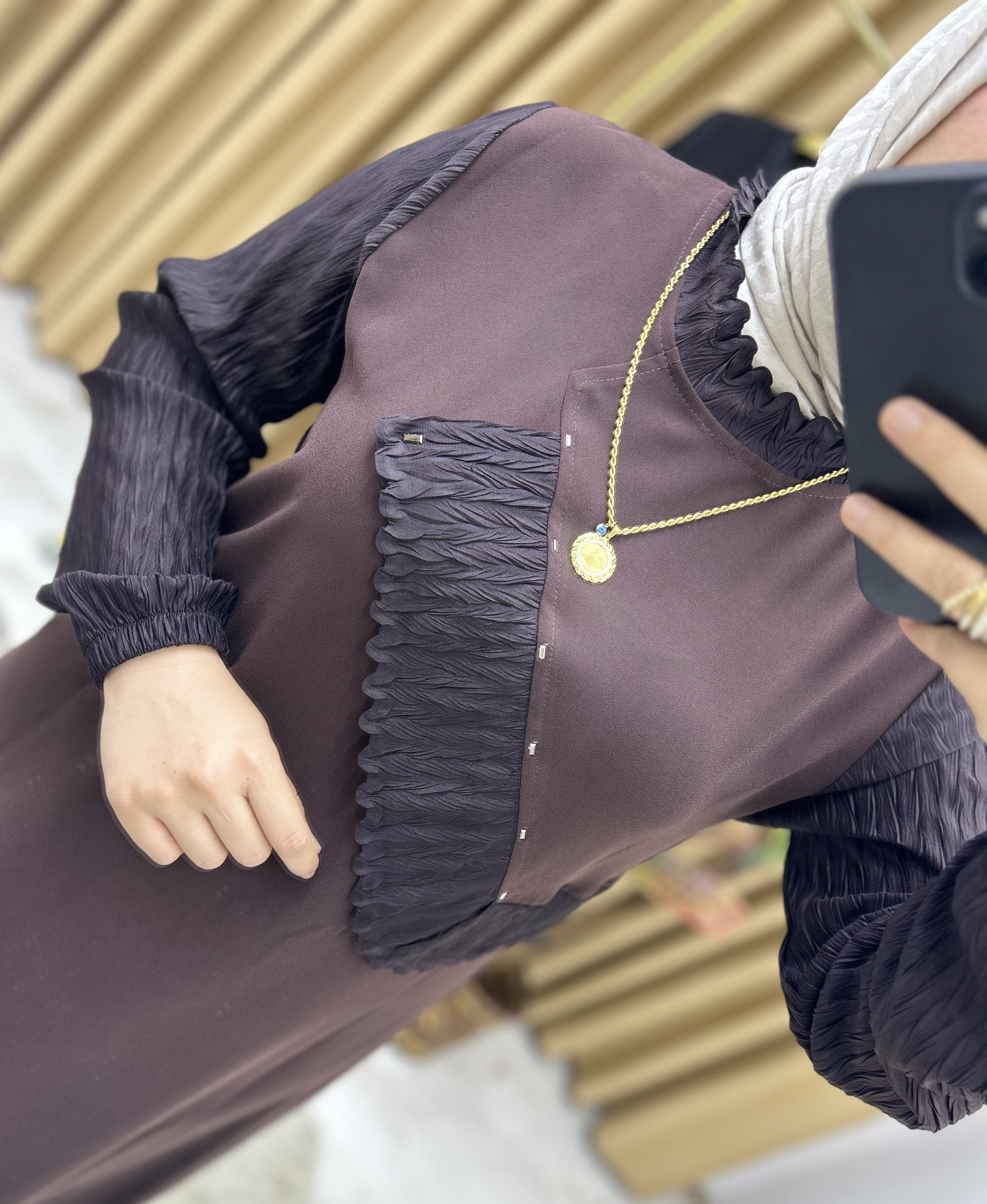 Meryem Özel Tasarım Elbise Kahverengi 26127