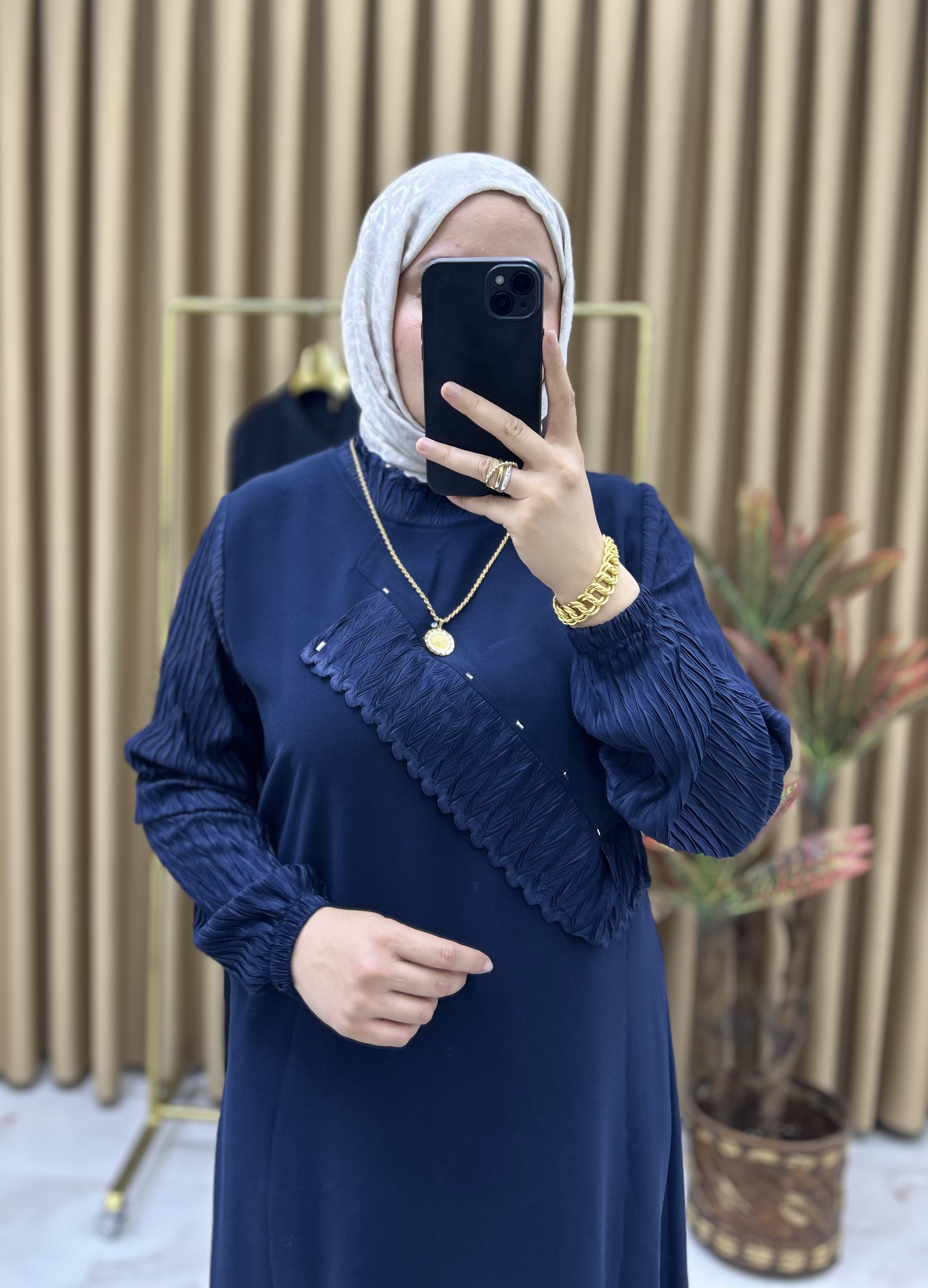 Meryem Özel Tasarım Elbise Lacivert 26127