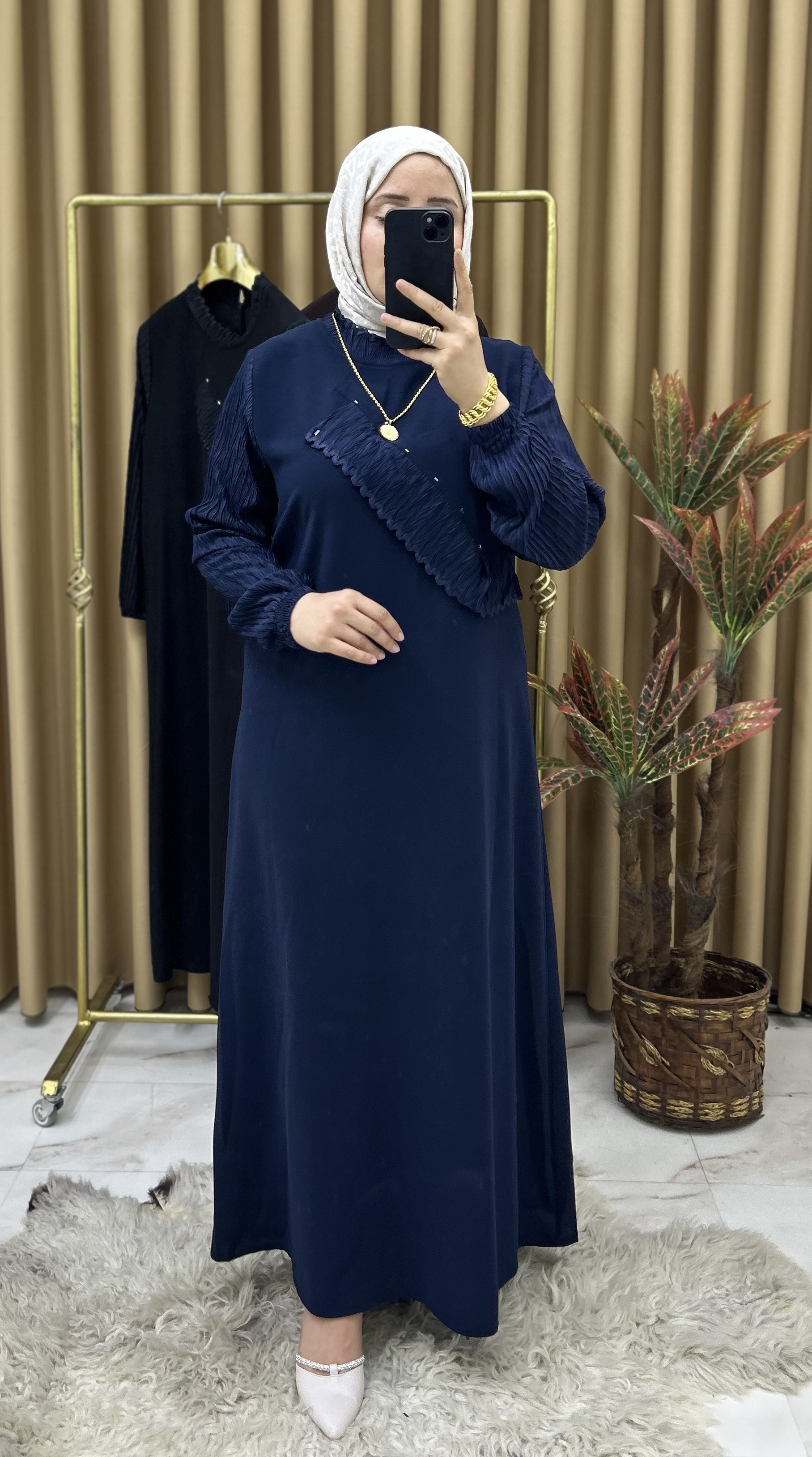 Meryem Özel Tasarım Elbise Lacivert 26127