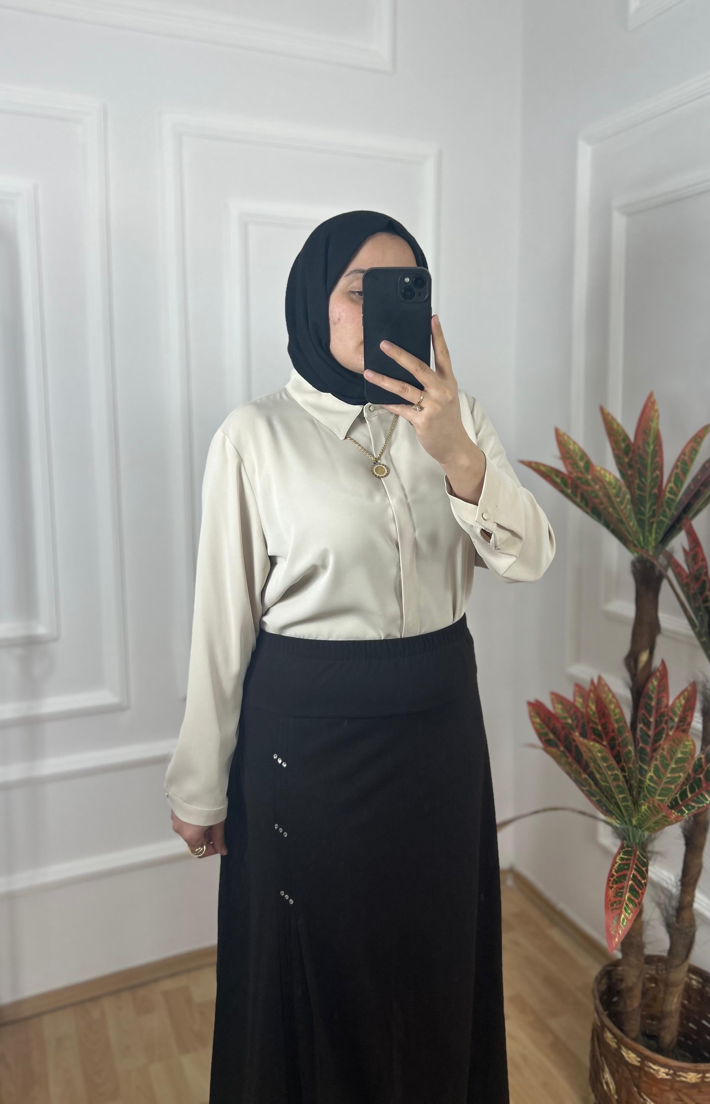 Mihrimah taşlı etek acı kahve  27107