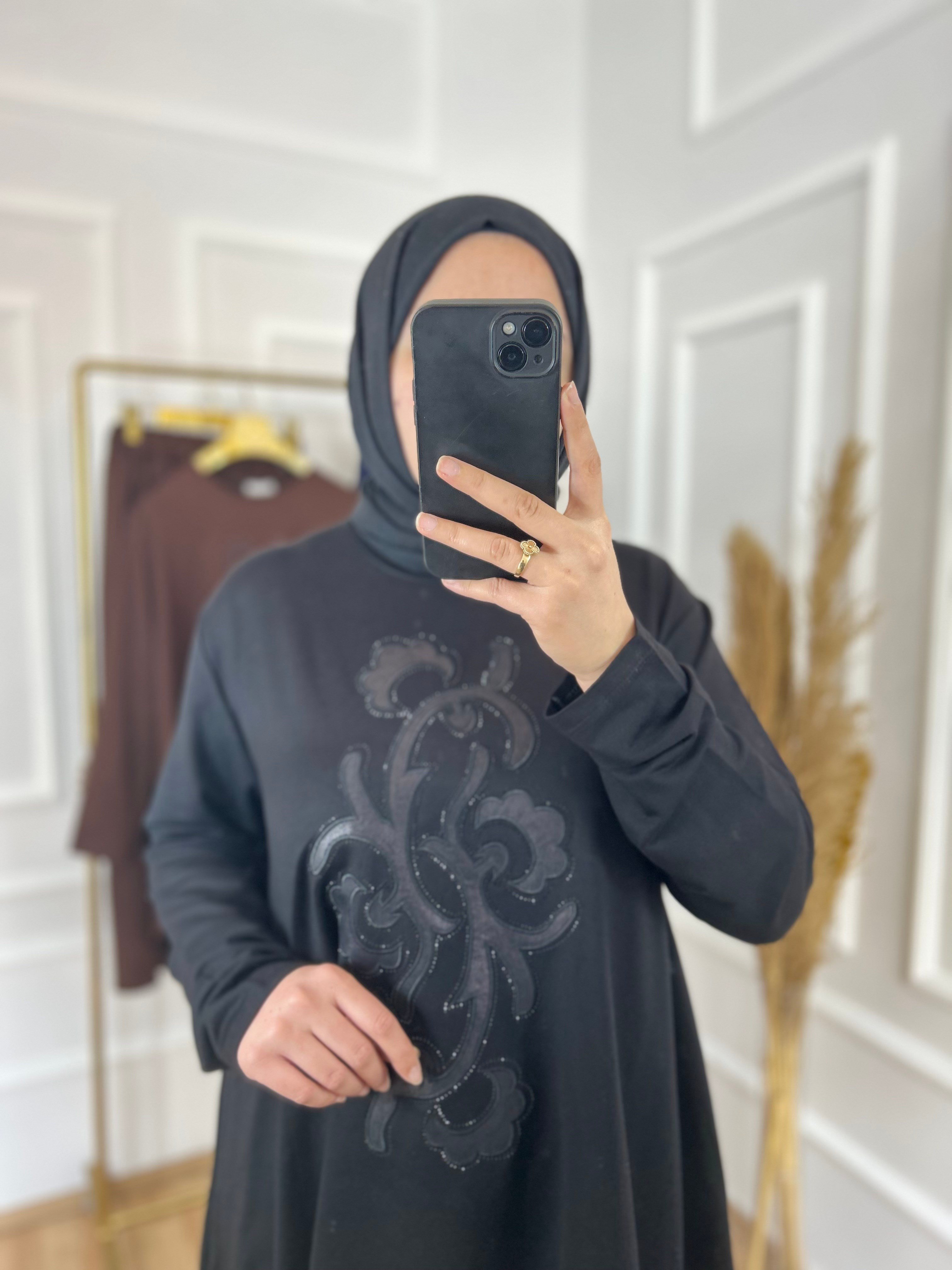 Nisa derili ikili takım siyah 29102
