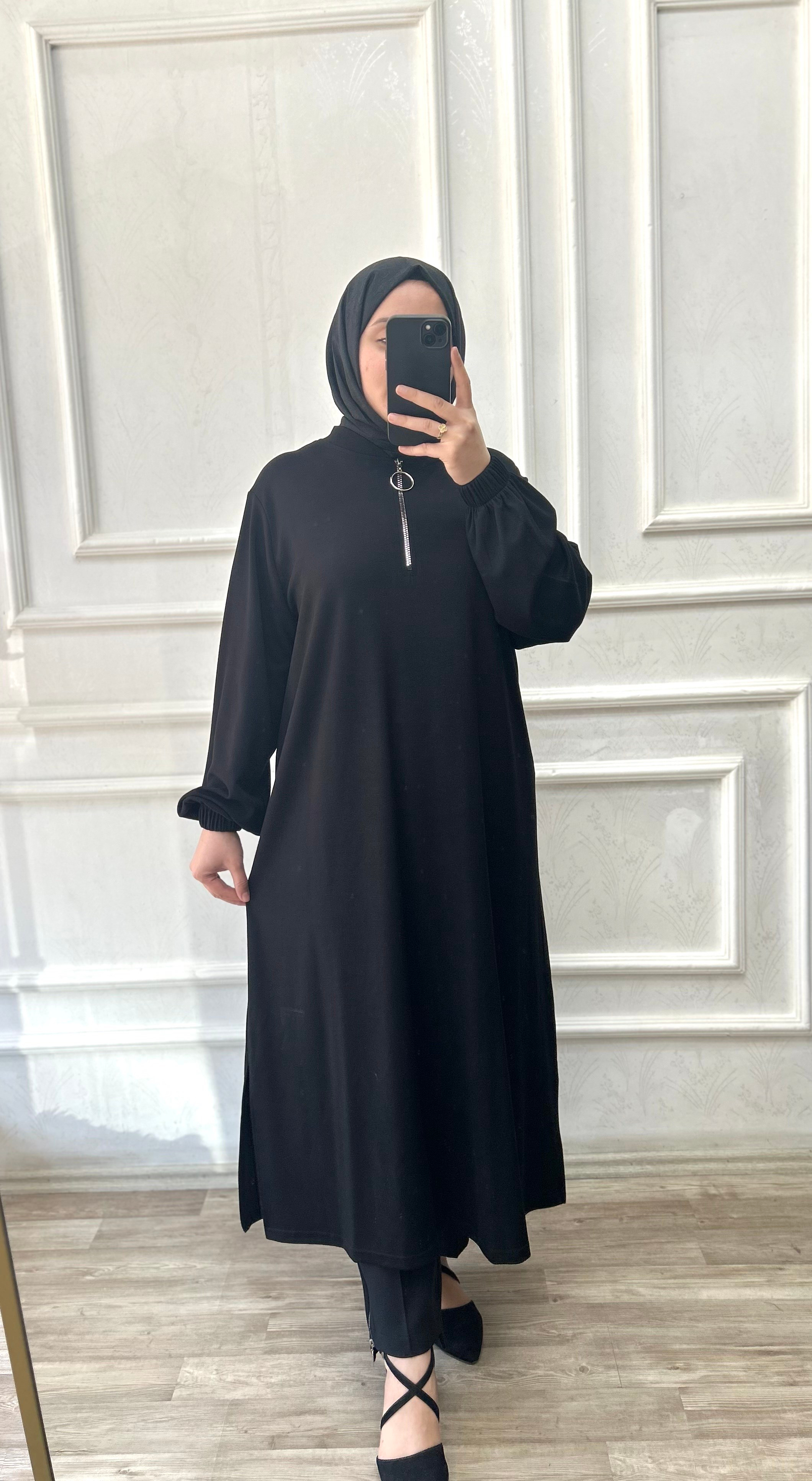 Orkide tunik fermuarlı siyah 32101 