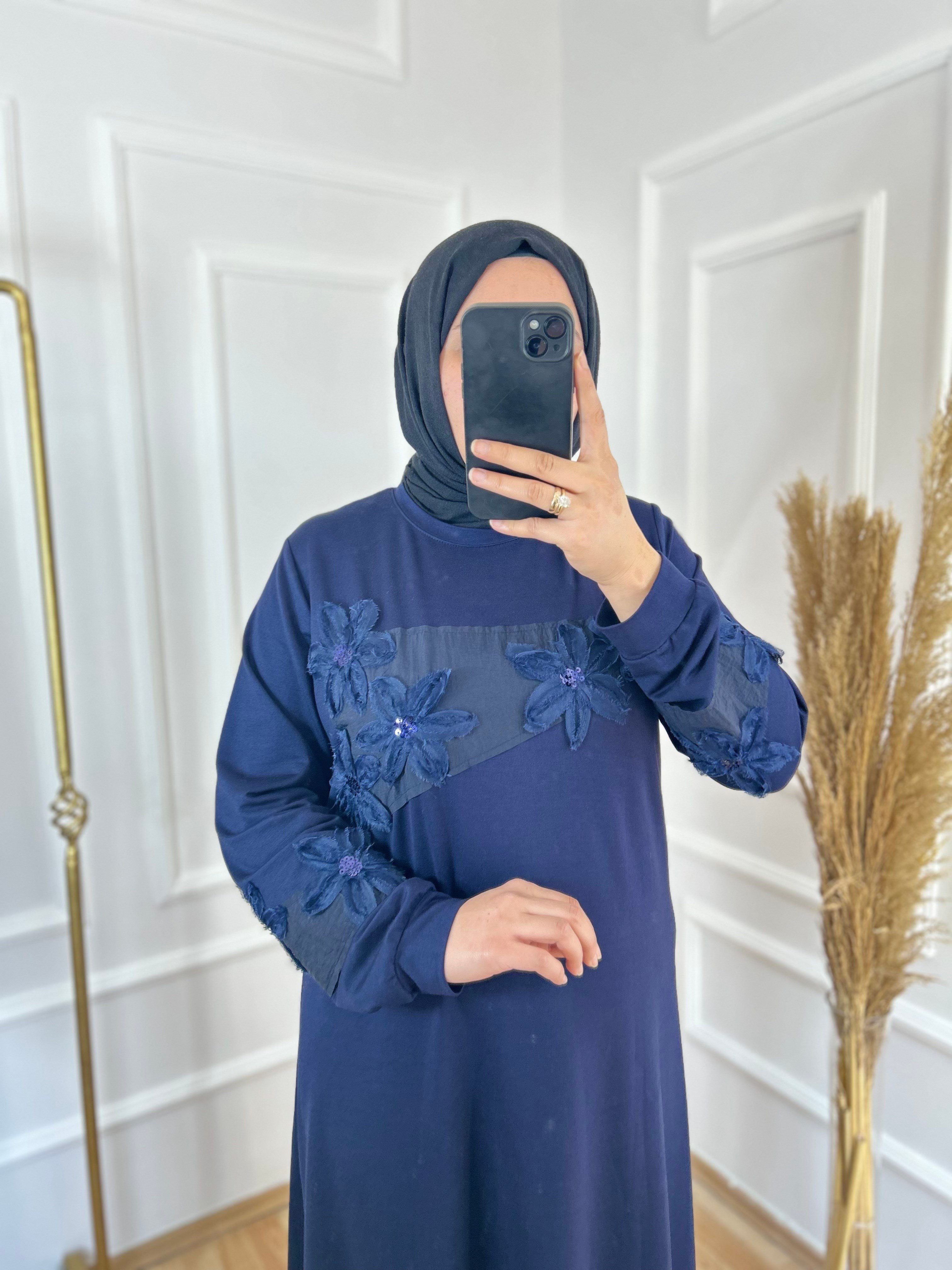 Papatya elbise lacivert 26119