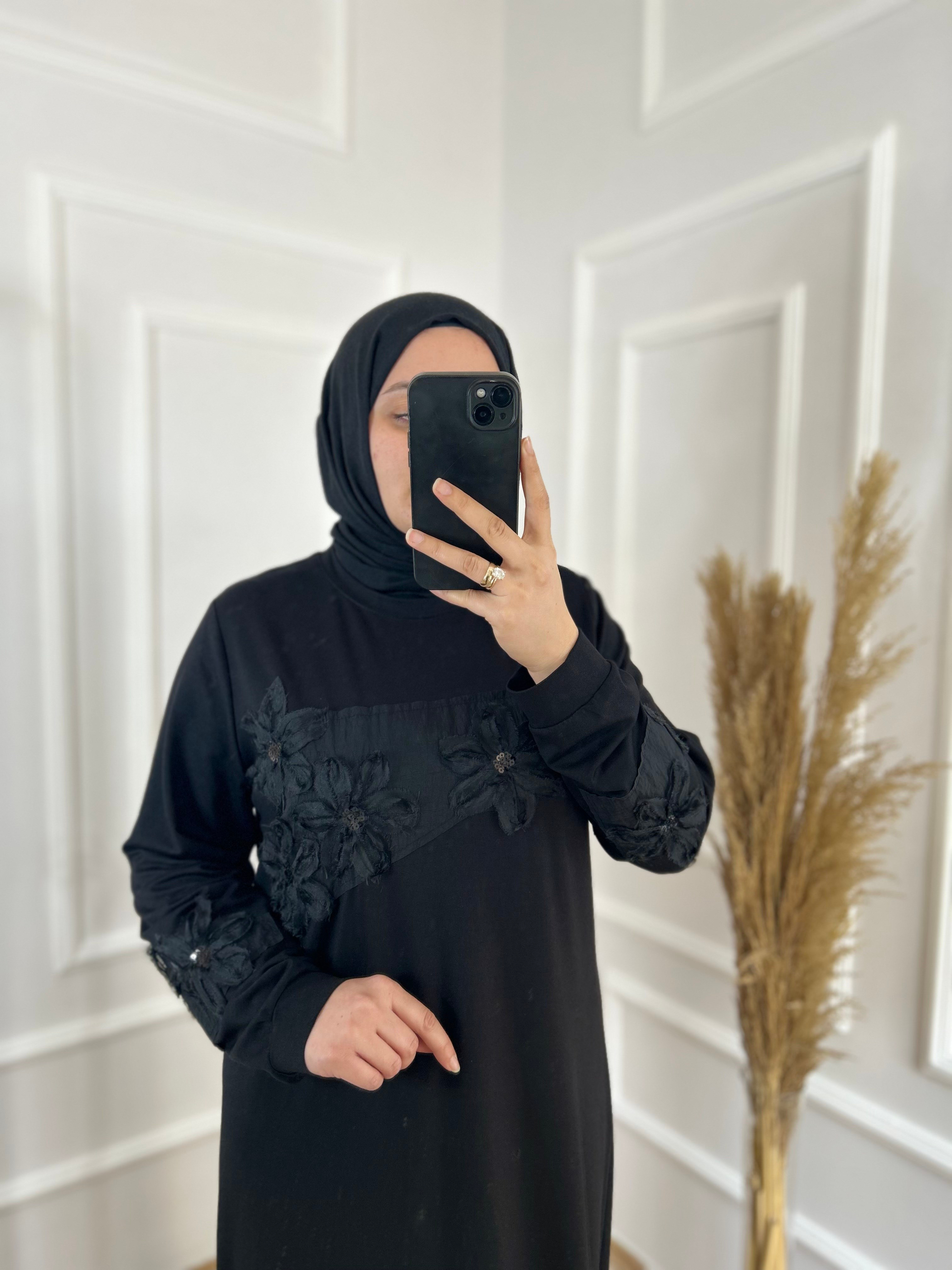 Papatya elbise siyah 26119
