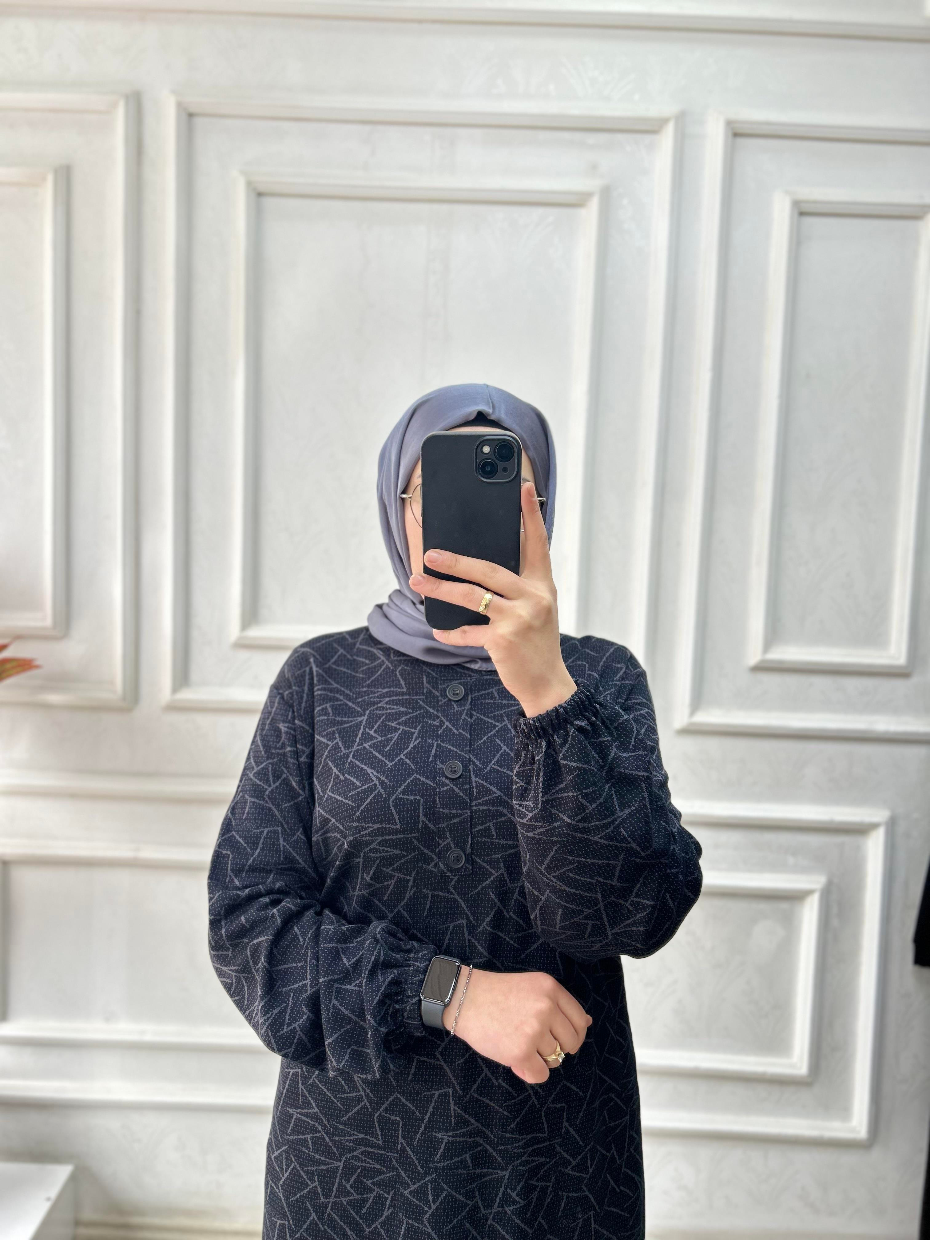 Sultan Elbise Desenli Lacivert 26104