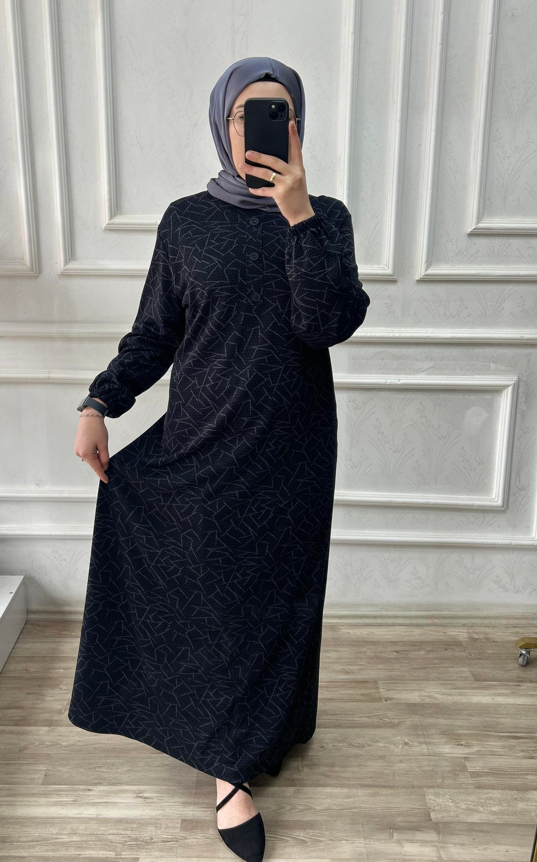 Sultan Elbise Desenli Lacivert 26104