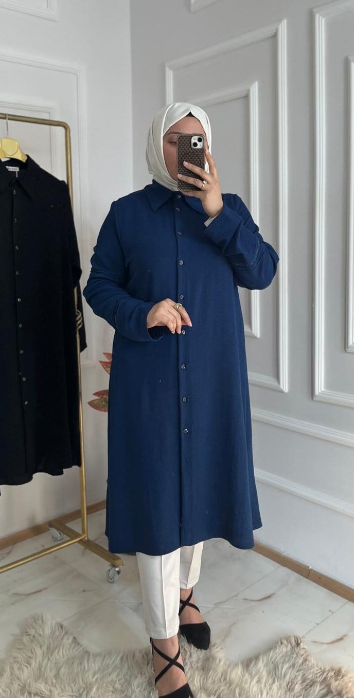 Taş Detaylı Tunik Lacivert 32119