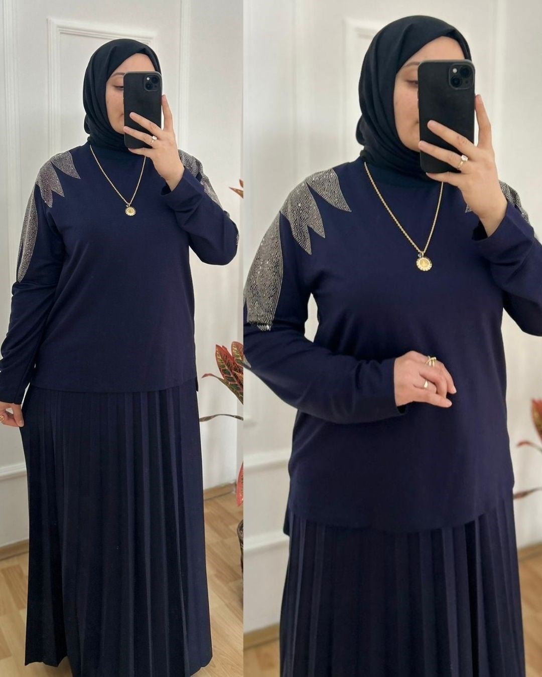 Taşlı Takım Lacivert 29116