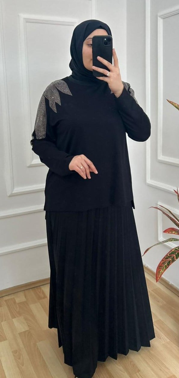 Taşlı Takım Siyah 29116