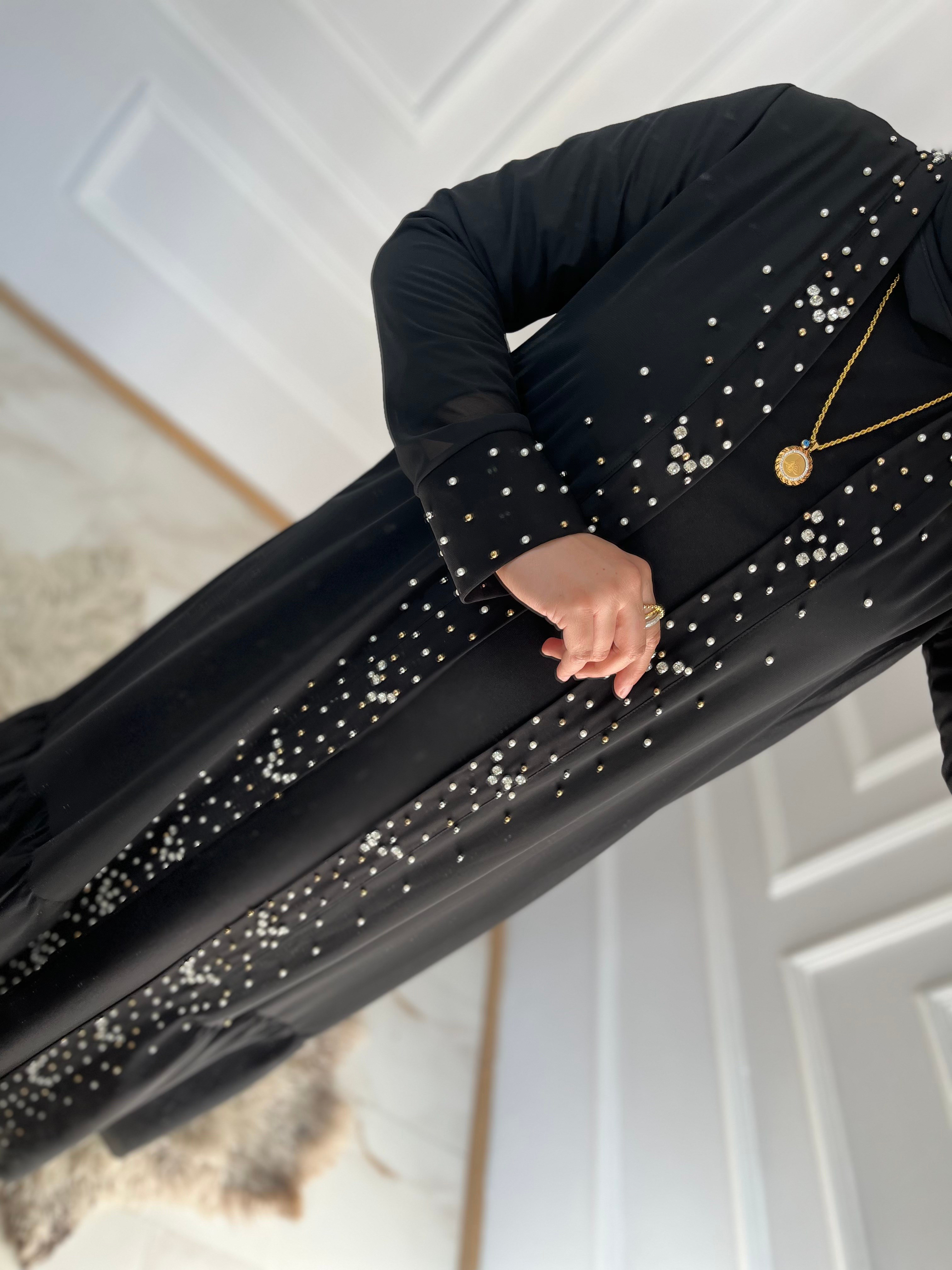 Taşlı ve İncili Abaya 36104