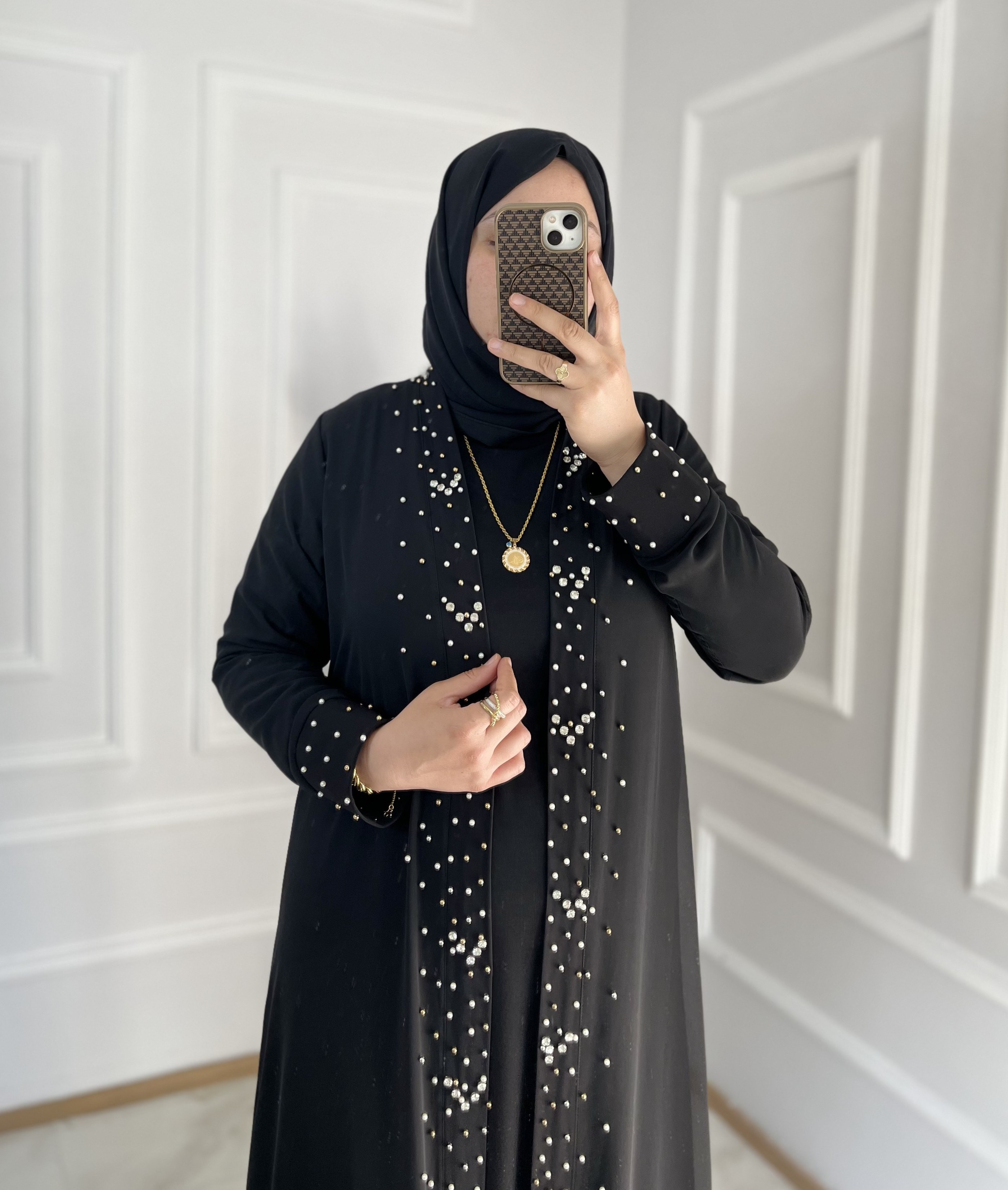 Taşlı ve İncili Abaya 36104