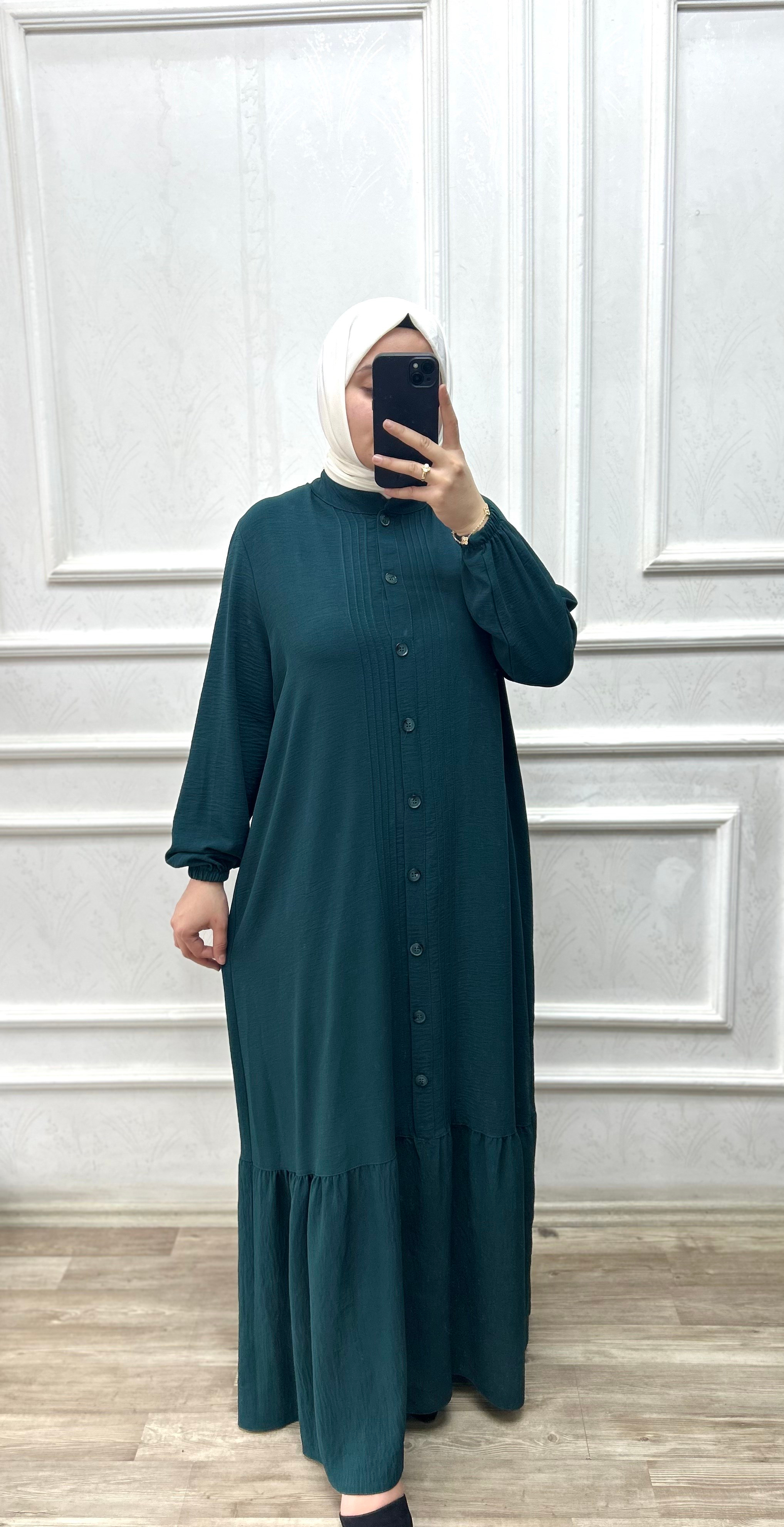 Tutku ayrobin elbise  yeşil 26105