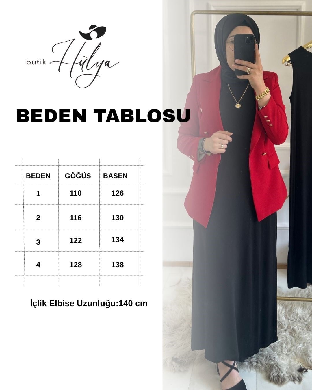 Uzun Boydan İçlik  Siyah 26121