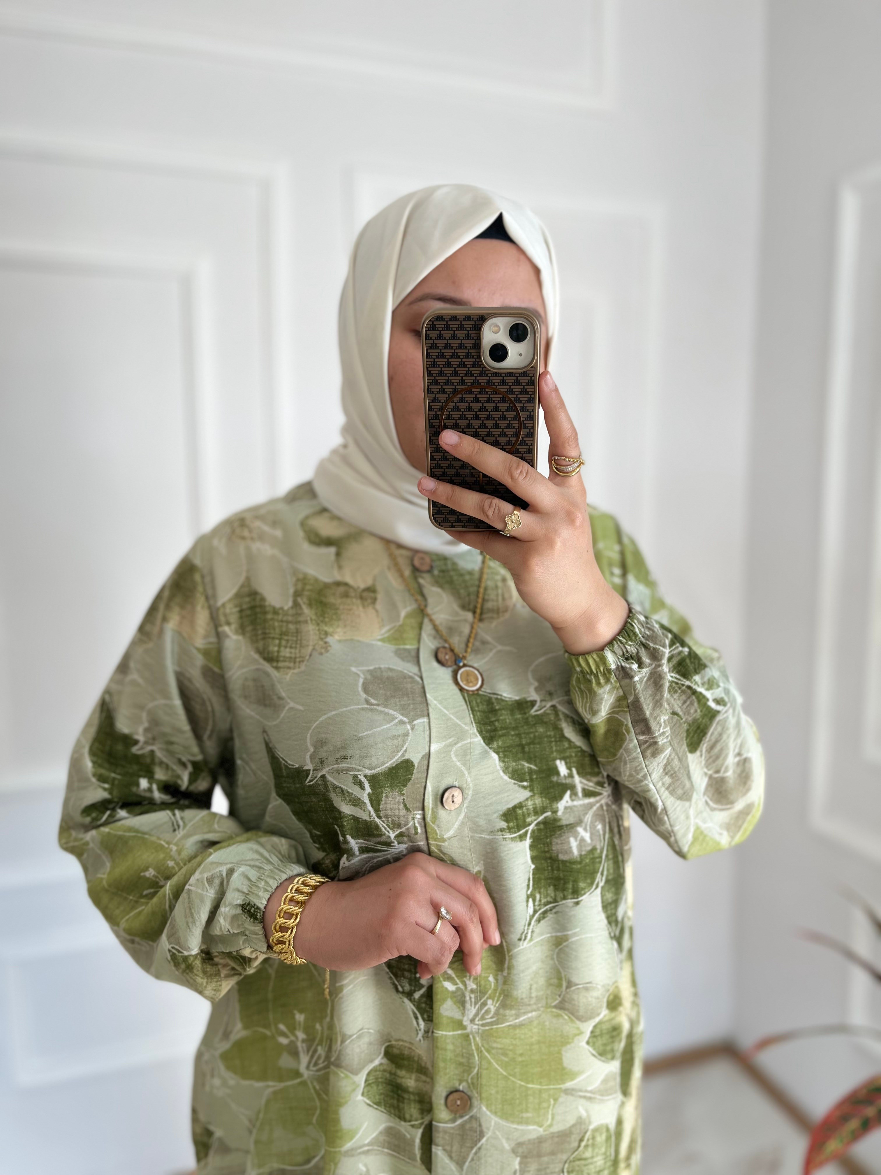 Yeşil Çiçekli Tunik 32118