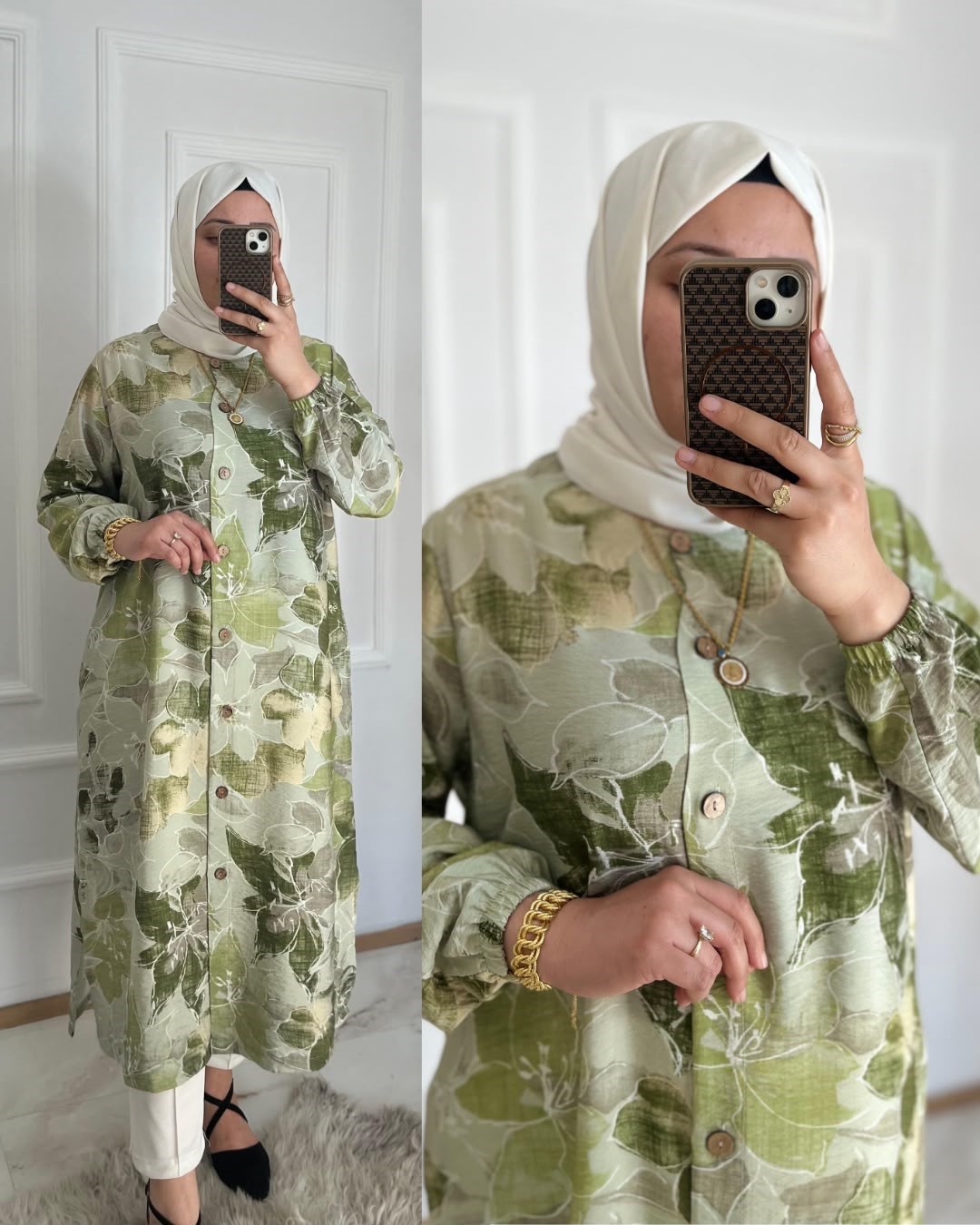Yeşil Çiçekli Tunik 32118