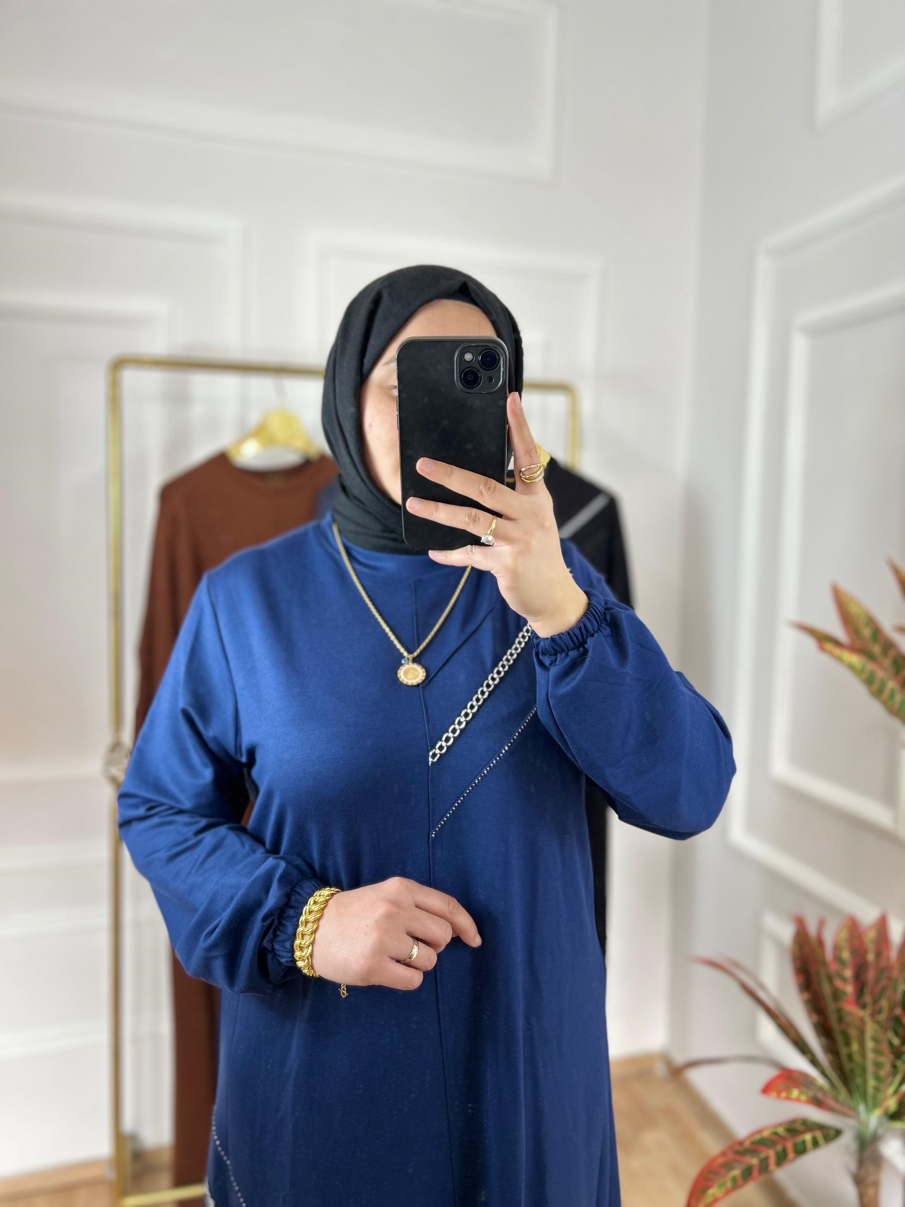 Zümrüt elbise lacivert 26120