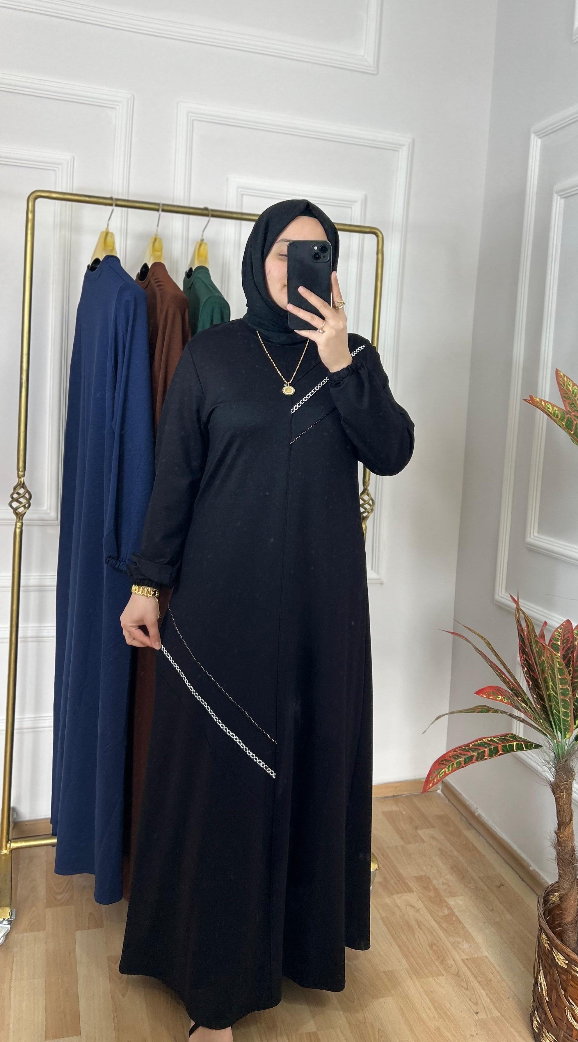 Zümrüt elbise siyah 26120