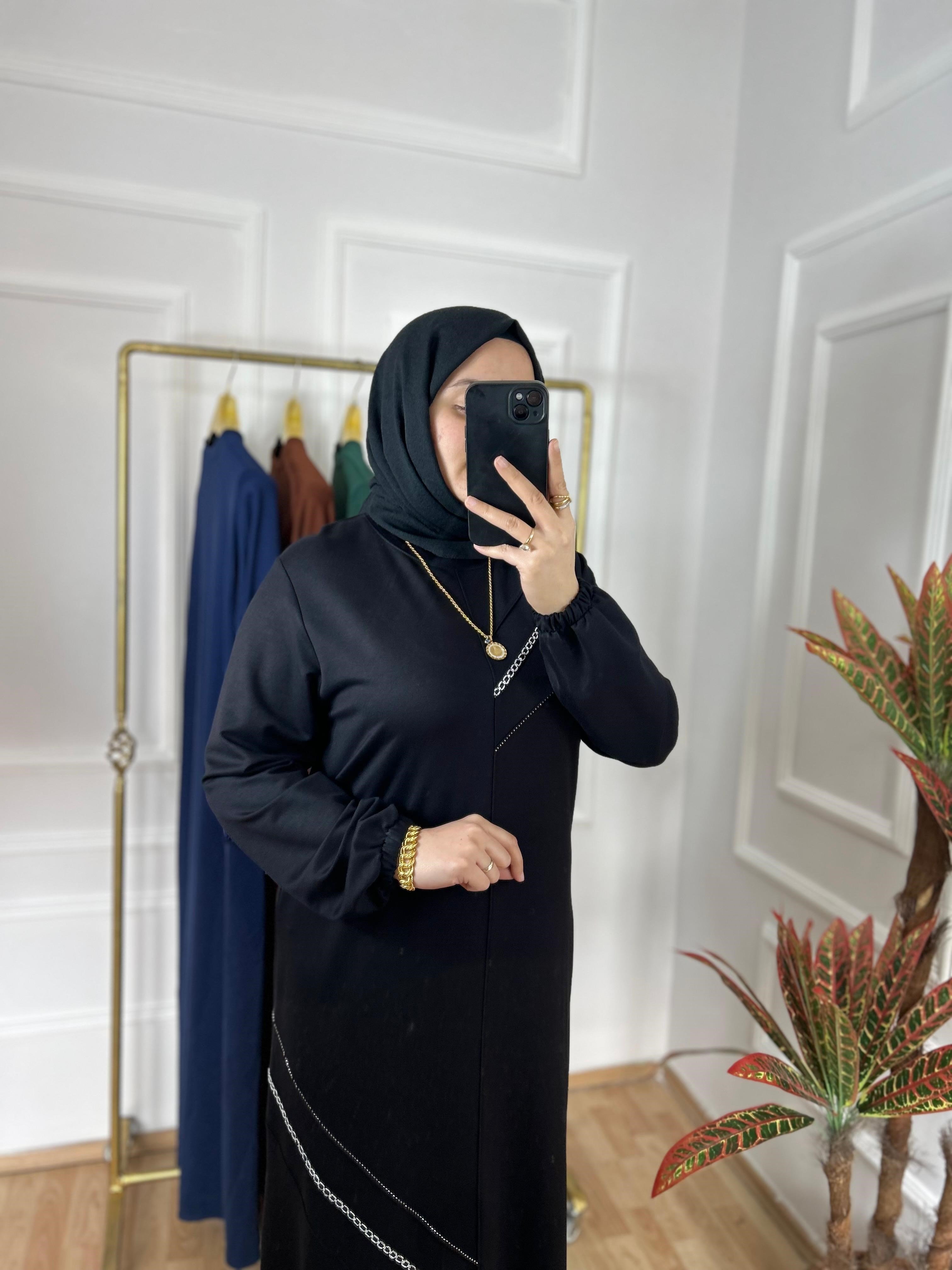 Zümrüt elbise siyah 26120