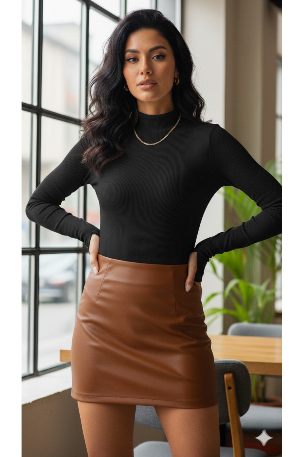 Boğazlı Parmak Geçirmeli Fitilli Body