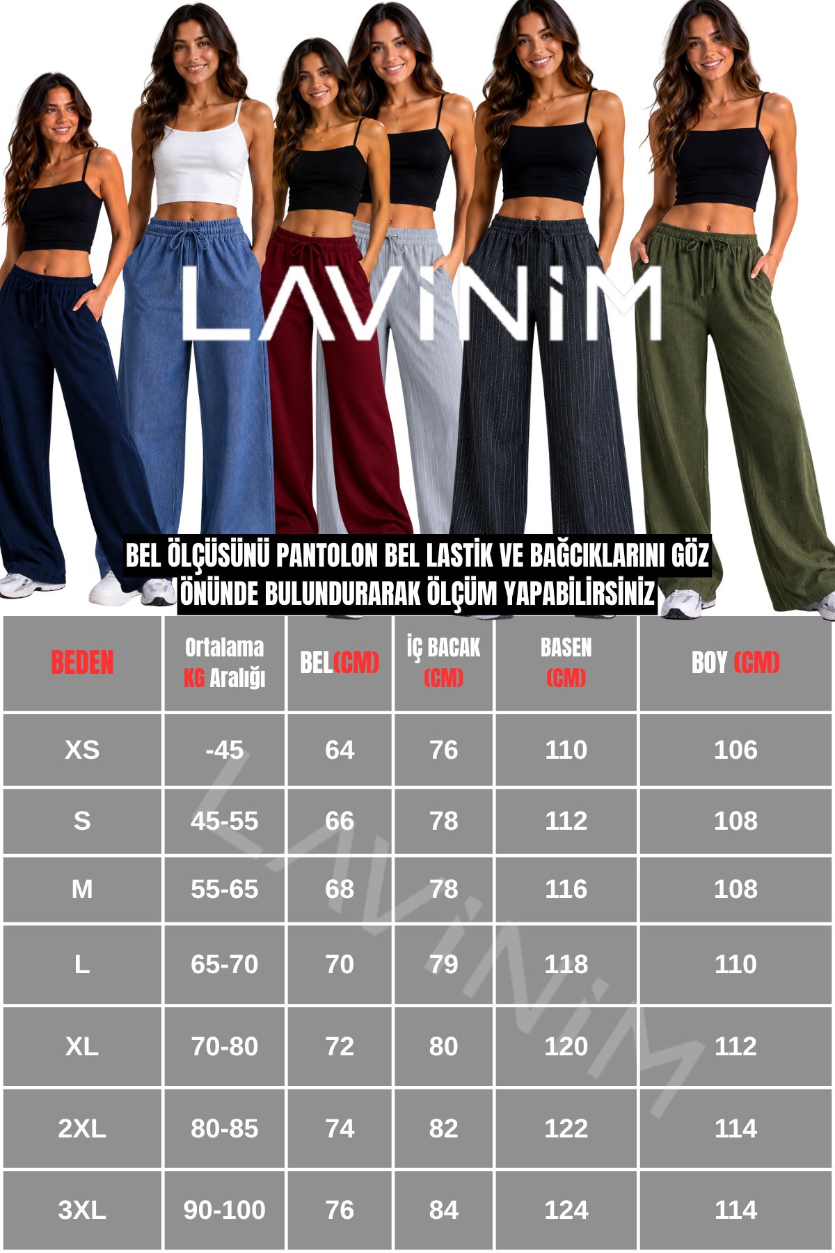 Kadın Bol Paça Oversize Doğal Keten Pantolon %100 Keten