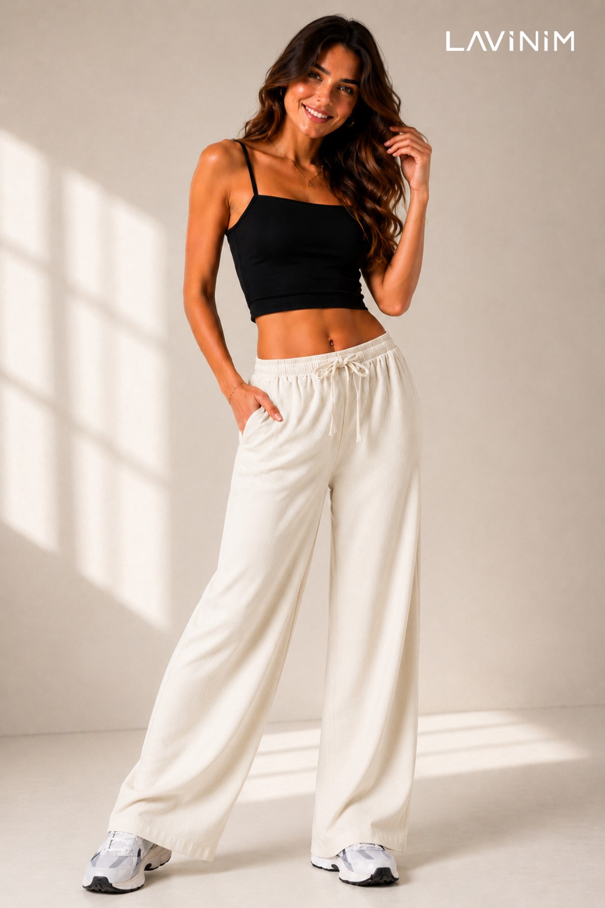 Kadın Premium Doğal Keten Bol Paça Oversize Yazlık Pantolon