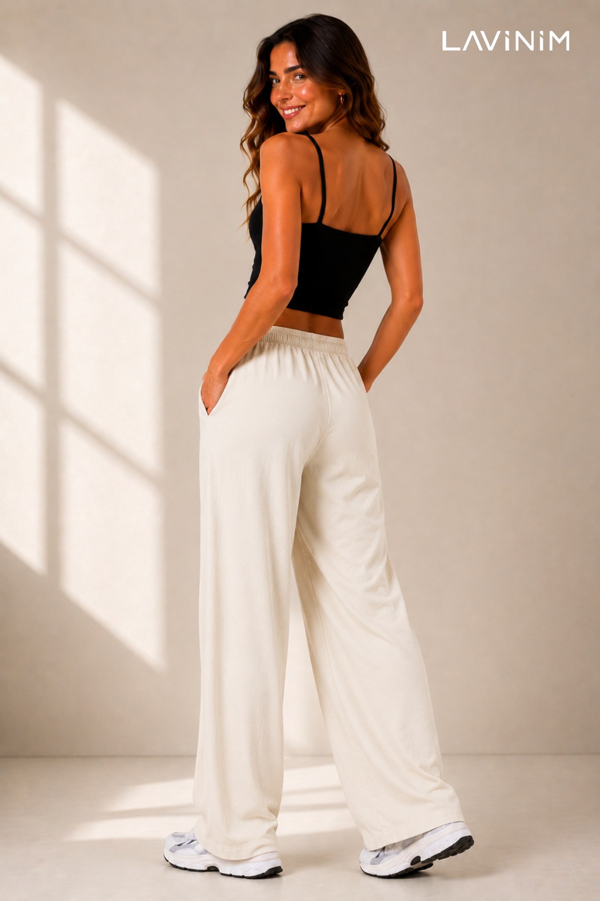 Kadın Premium Doğal Keten Bol Paça Oversize Yazlık Pantolon