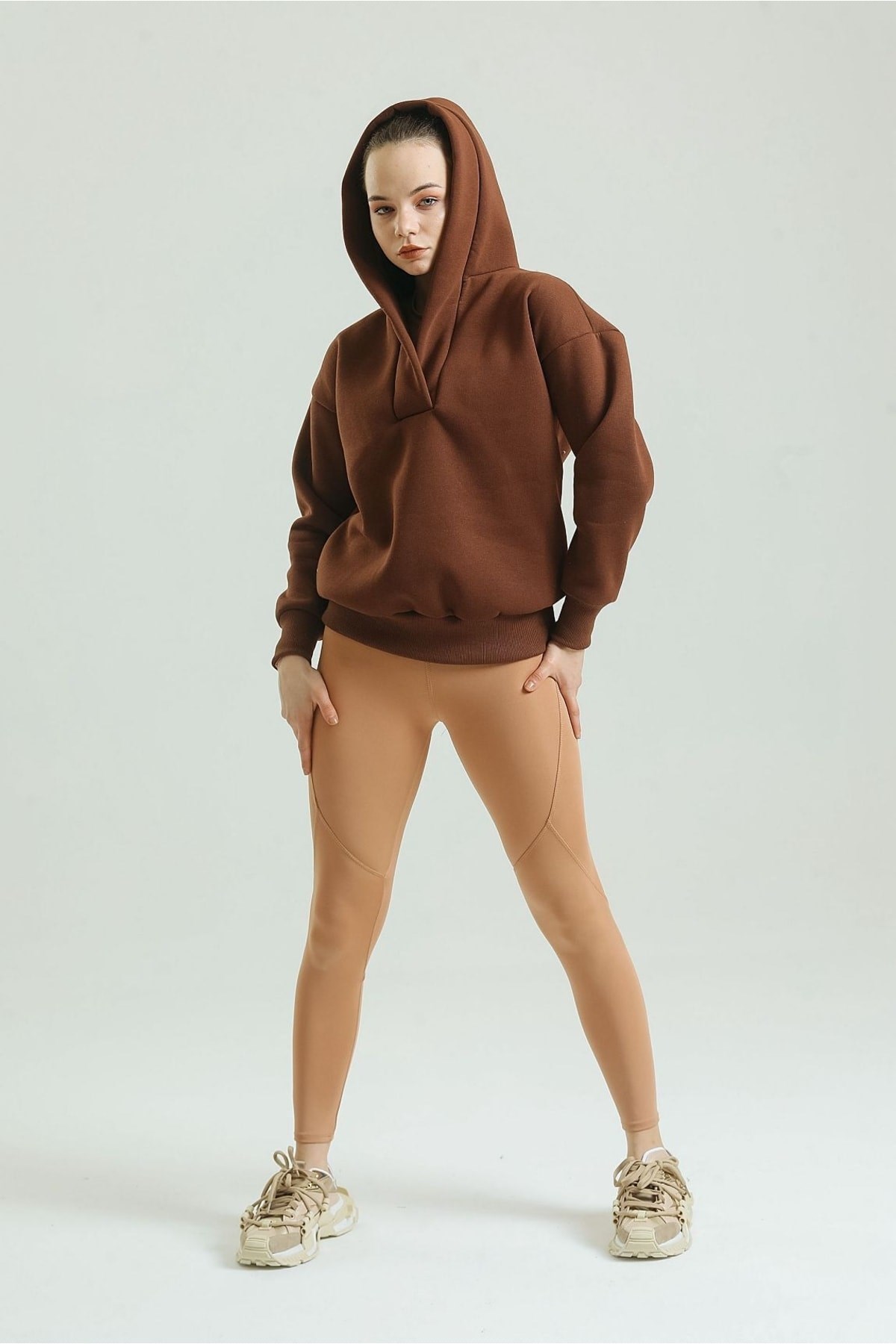 Kapüşon Detaylı 3 Iplik Şardonlu Owersize Sweatshirt