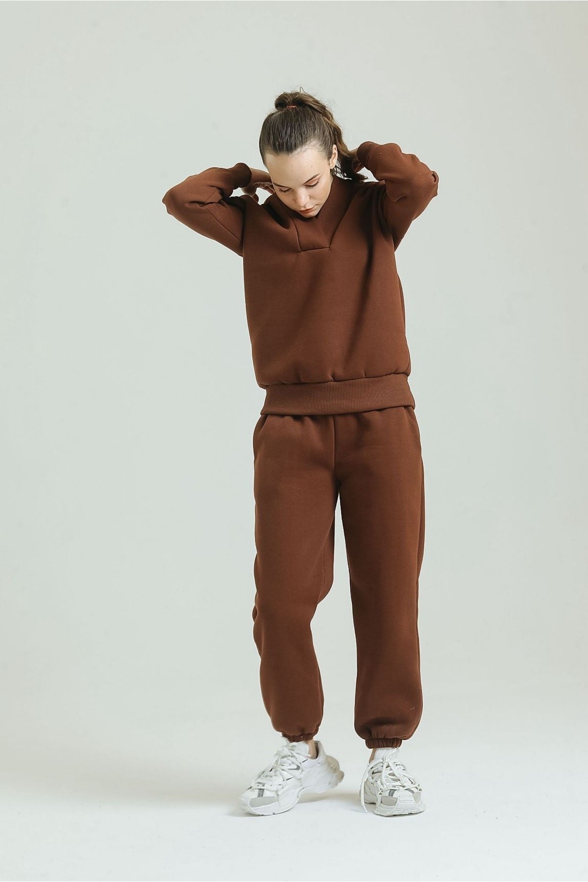 Kapüşon Detaylı 3 Iplik Şardonlu Owersize Sweatshirt
