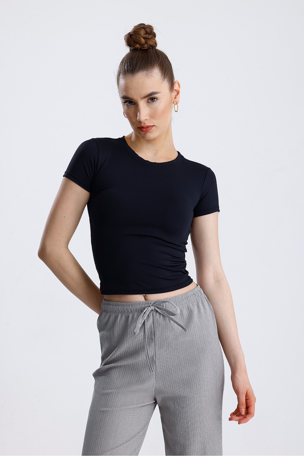 Lıcralı Crop Tshirt