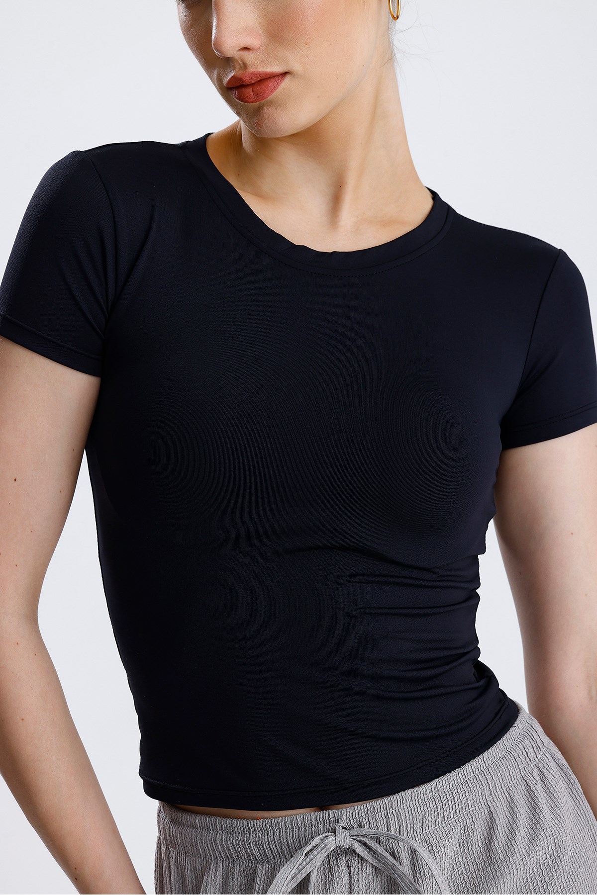 Lıcralı Crop Tshirt