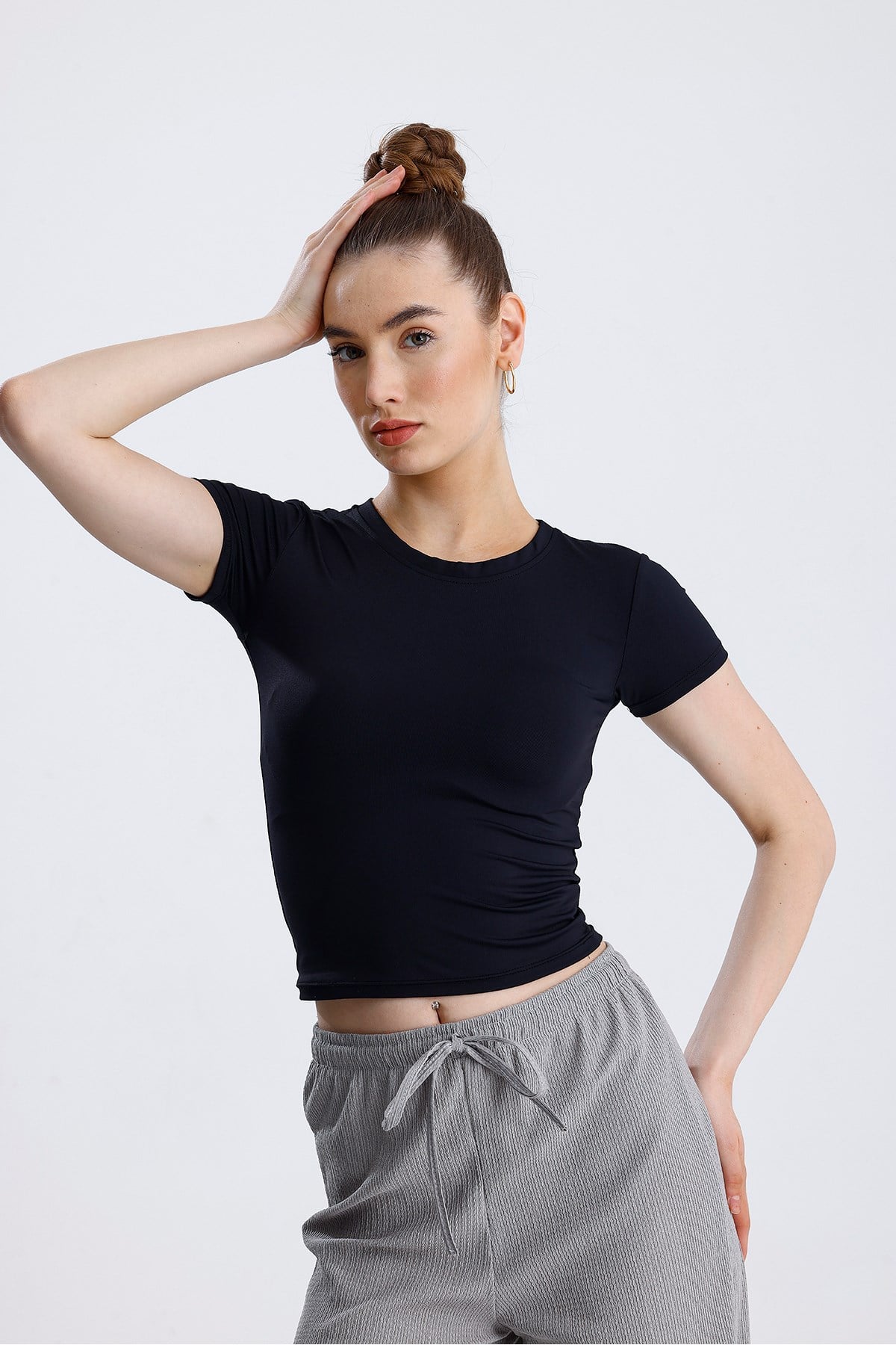 Lıcralı Crop Tshirt