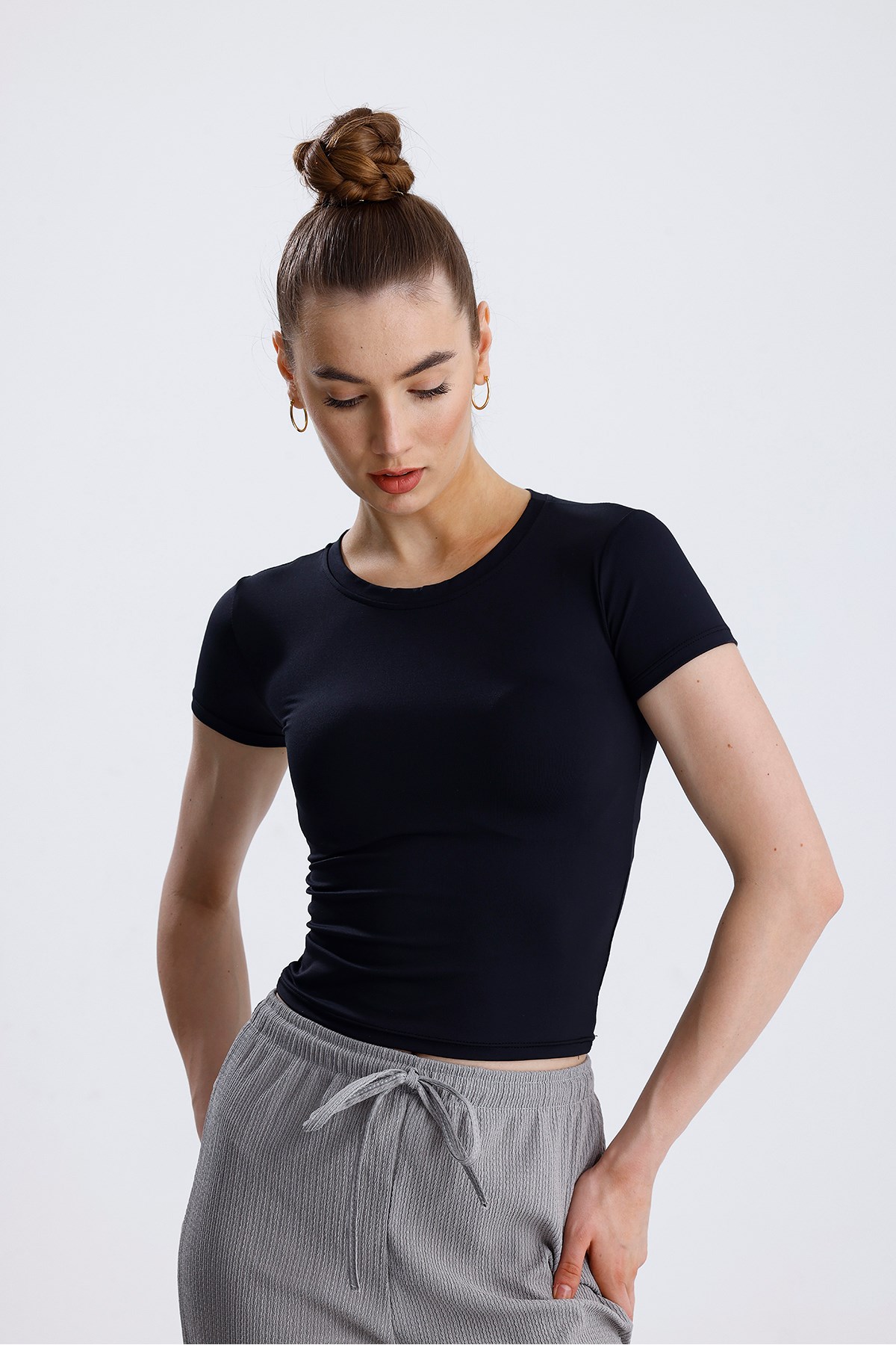 Lıcralı Crop Tshirt