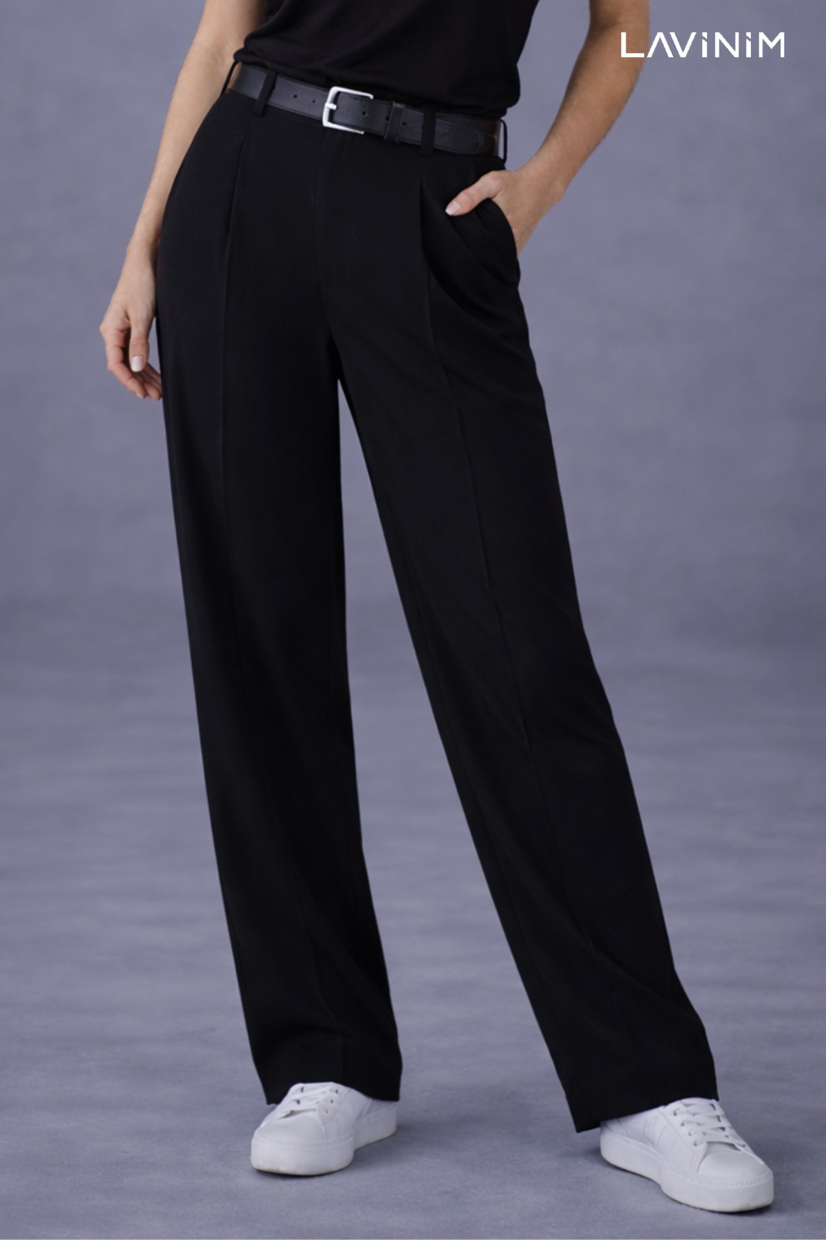 Premium Üçlü Kemerli Takım Pamuklu Fit Kesim Tişört & Oversize Palazzo Pantolon