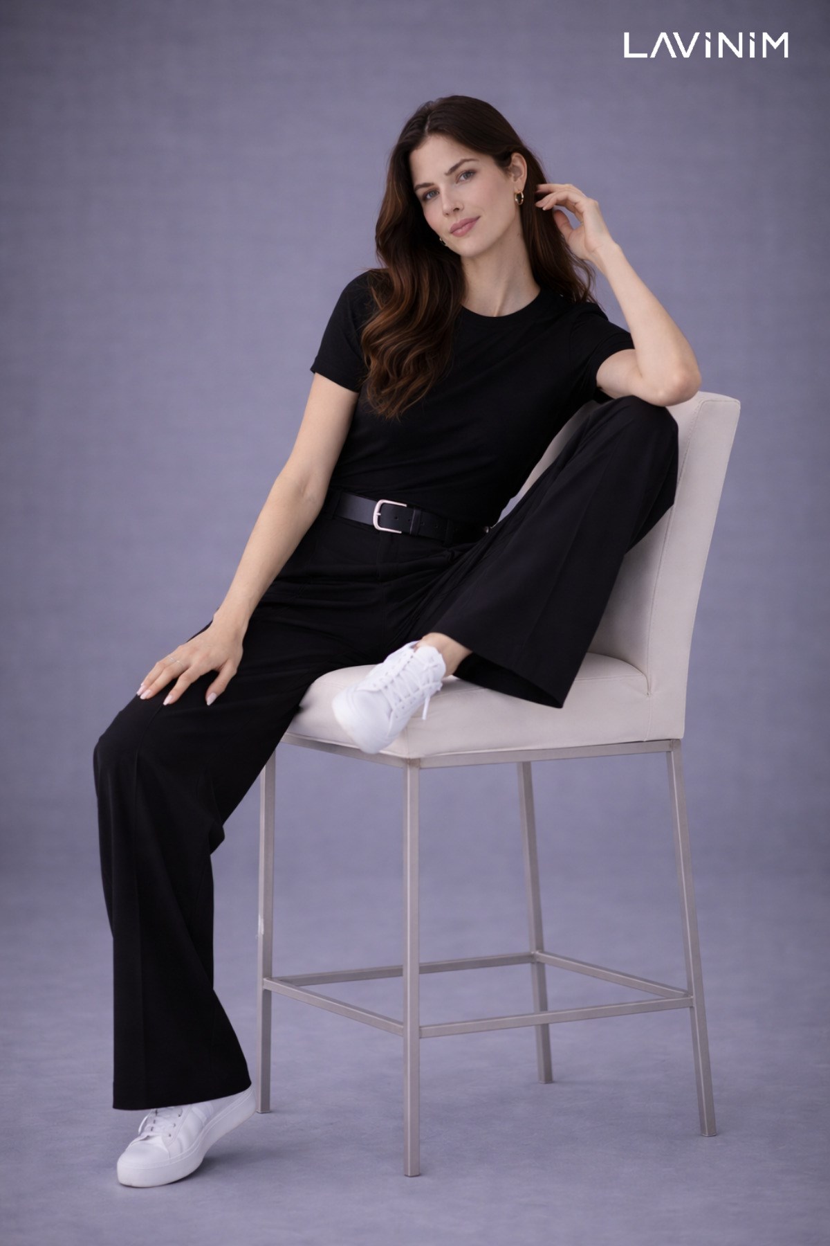 Premium Üçlü Kemerli Takım Pamuklu Fit Kesim Tişört & Oversize Palazzo Pantolon