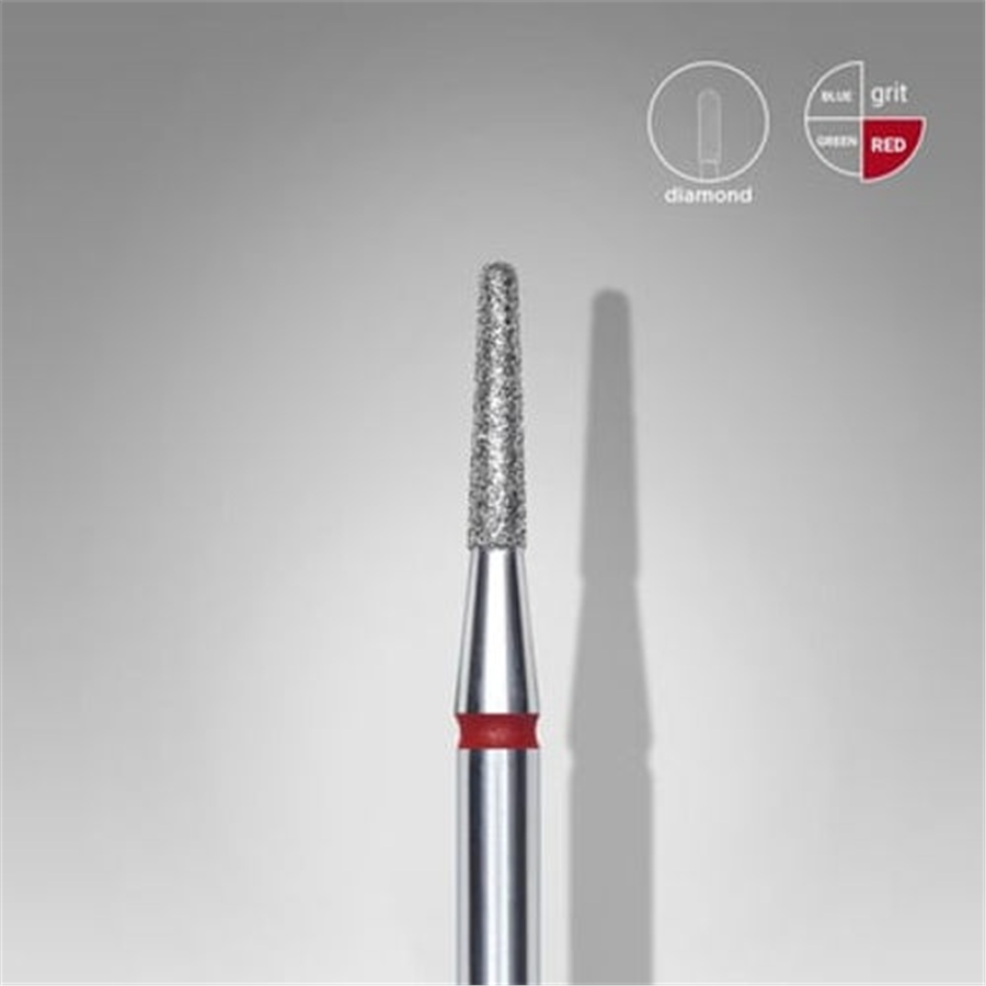 Elmas Kesik Koni Freze, Kırmızı, Çap 1,8 mm, Çalışma Kısmı 8 mm