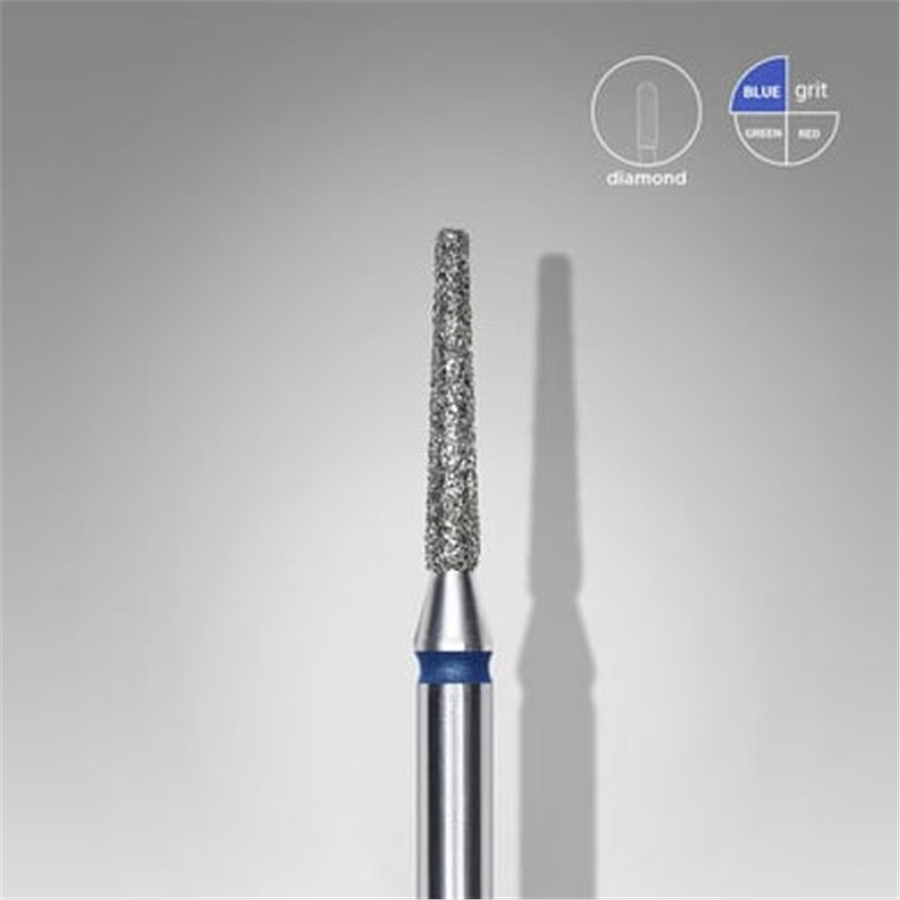 Elmas Kesik Koni Freze, Mavi, Çap 1,6 mm, Çalışma Kısmı 10 mm