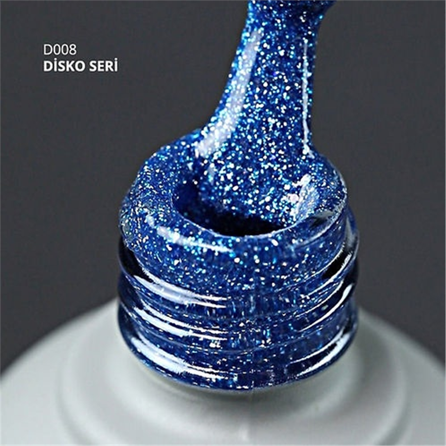 MOMO Disko Kalıcı Oje D008 Mavi 10 ml, Reflective Flash Gel Polish
