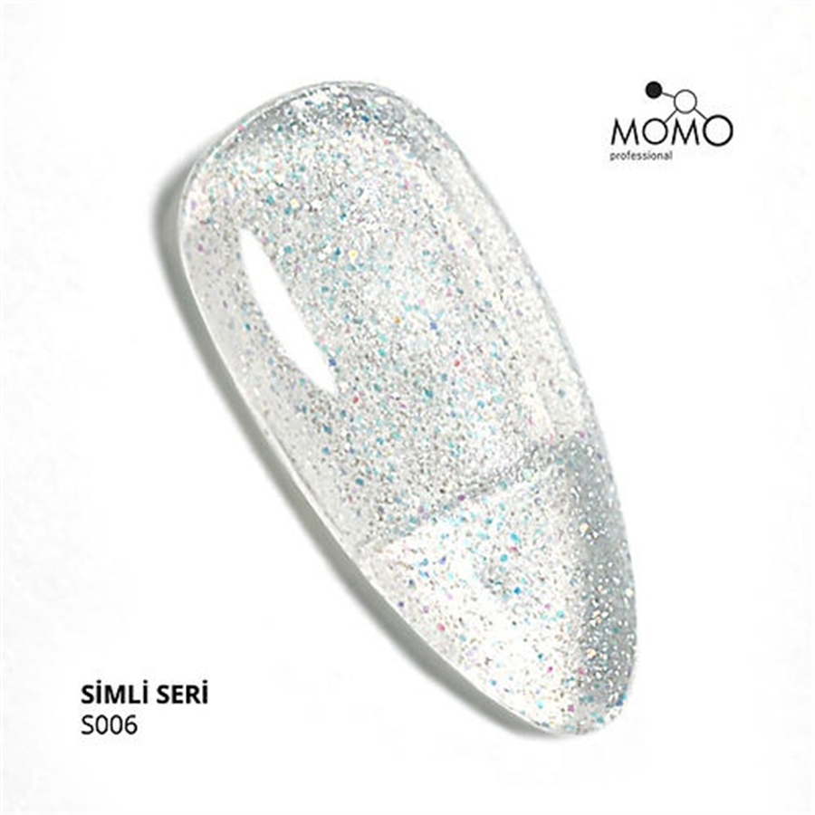 MOMO Kalıcı Oje S006, Renkli Simli Şeffaf, 14 ml