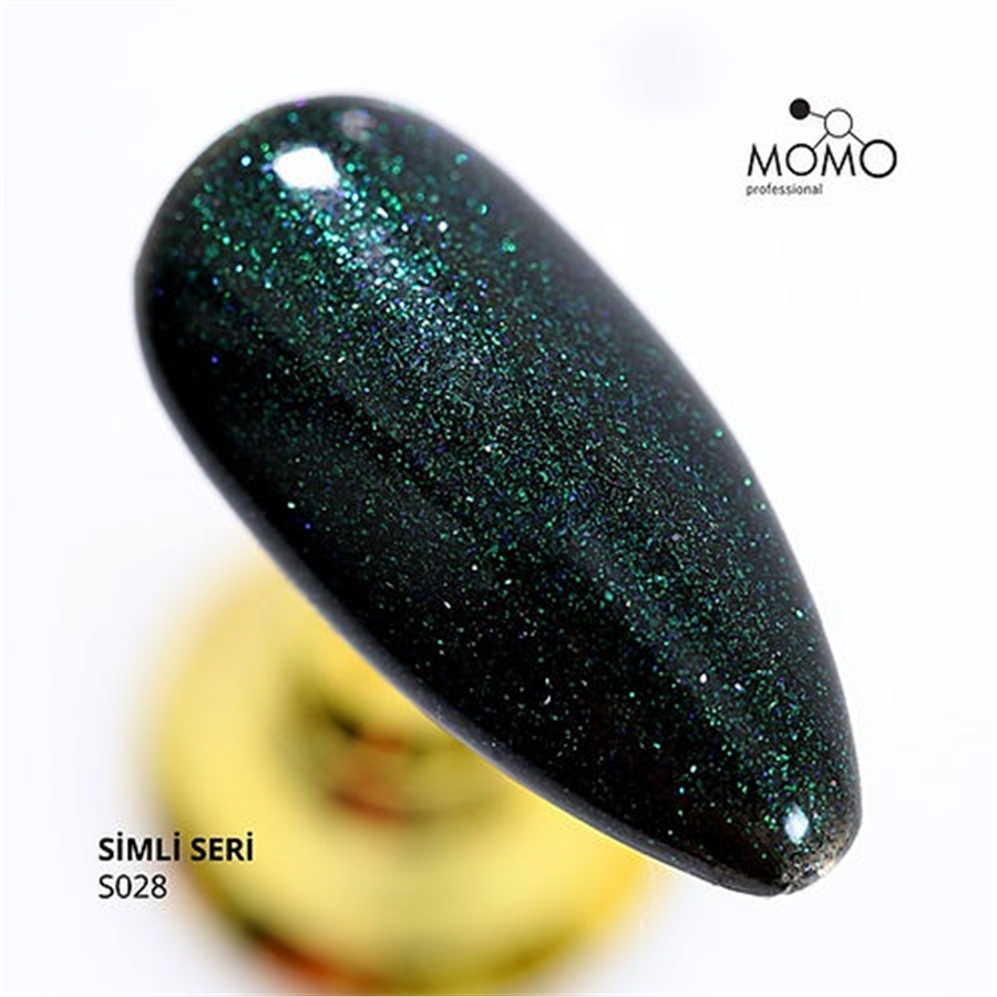 MOMO Kalıcı Oje S028, Parıltılı Zümrüt Yeşili, 14 ml