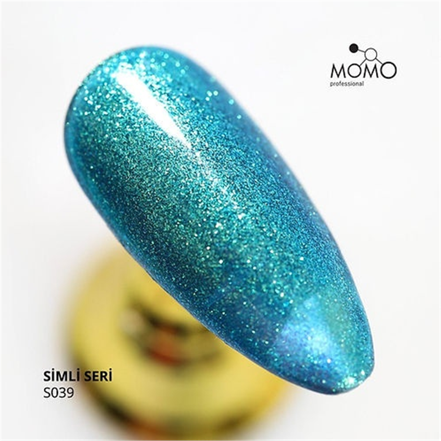 MOMOKalıcı Oje S039, Yoğun Simli Açık Petrol Mavi, 14 ml
